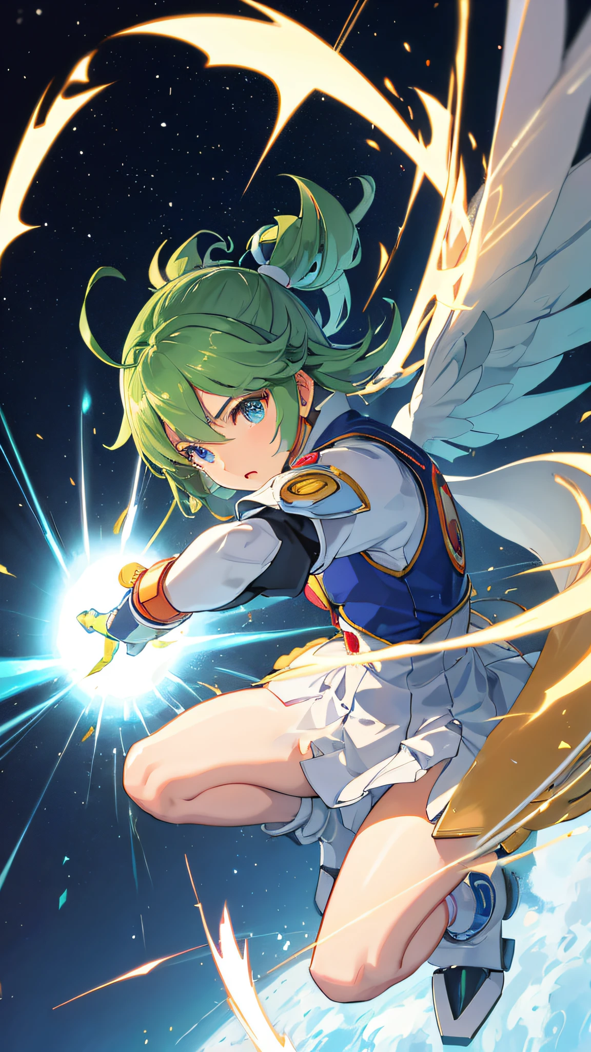 ultra-detailliert, illustratio, 1girl in, ((capcom：Mega Man X))、Her eyes shone like dreamy stars(radiant eyes:1.233)、(beautifully detailed eyes:1.1)、(Close one eye)、(Targeting the enemy)、（Straighten your right arm straight in front of you、Grasp your right wrist with your left hand）、 (Background of scrap factory with machines nesting)、[[Delicate fingers and hands:0.55]::0.85]、(detail finger)、（green grass、White bodysuit）、（The right hand can hit the energy cannon、A state in which power accumulates and emits light）、（Open the legs、We are prepared to prevent the system from collapsing.）、Sniper Stance、Rock Buster、Unleash the energy cannon、Waves of Light、Kamehameha、Wave Fist、railgun、Mechanical monsters attack、Avoid attacks、Aerial dash、