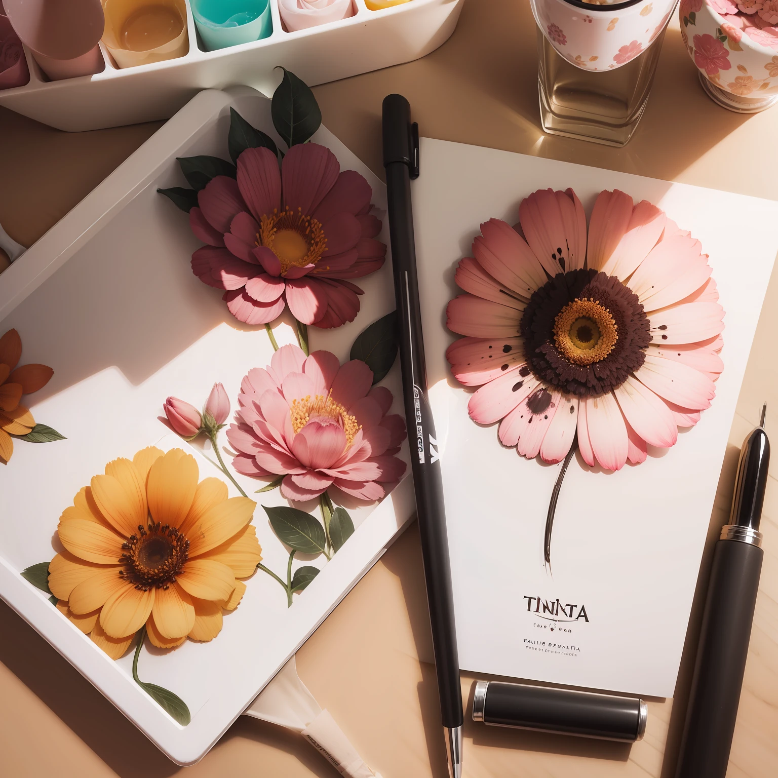 Paleta de tinta floral