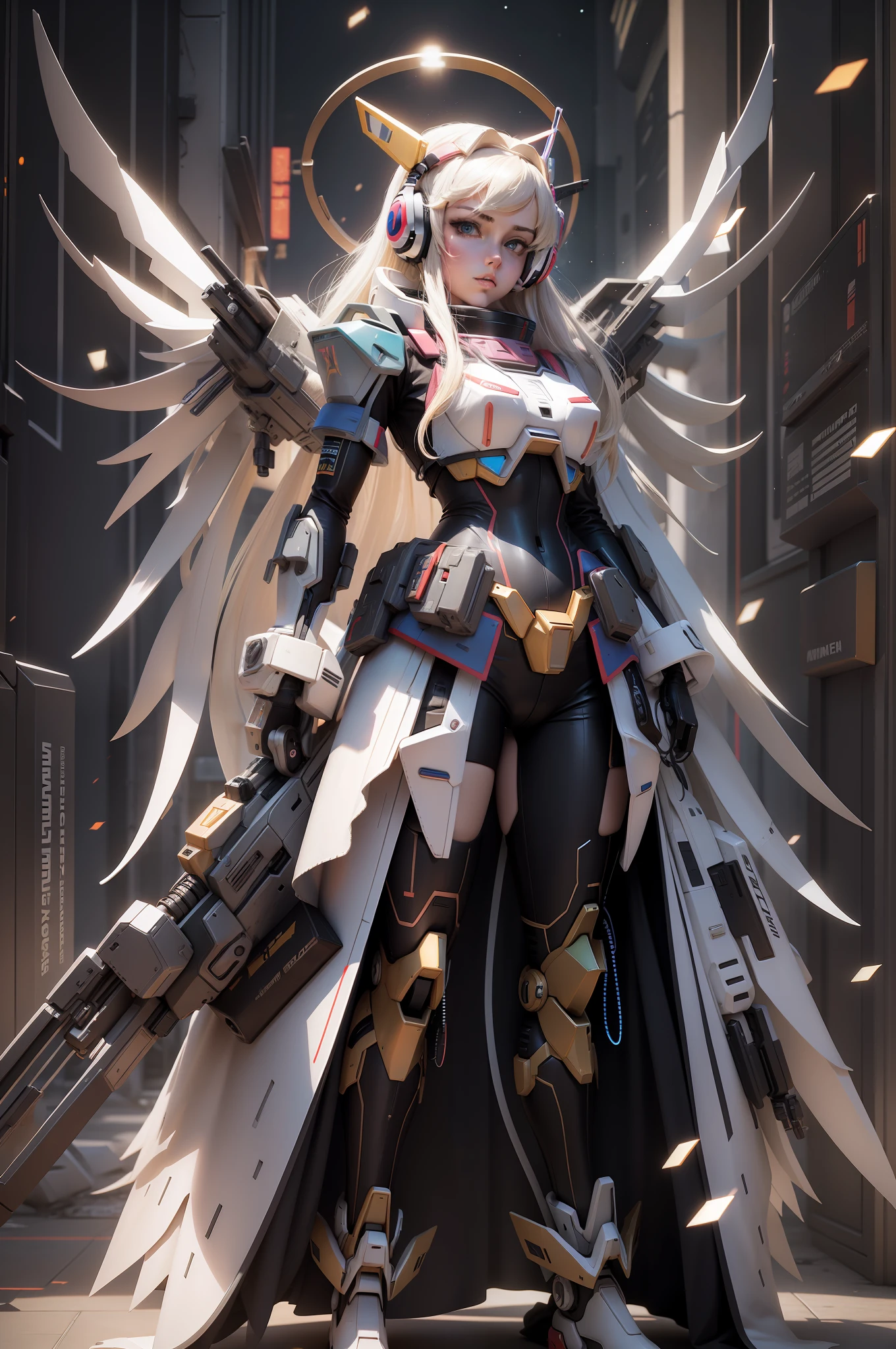 Female, real, 3d, Gundam, neon, headphone,