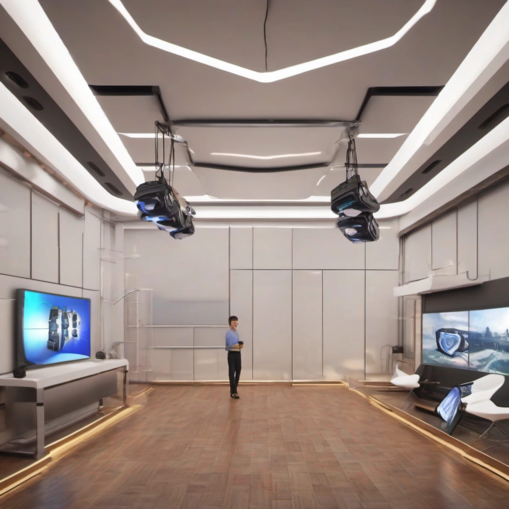 Virtual reality experience room，Virtual reality devices，sense of science and technology，Realiy，realisticlying，suspended ceiling
