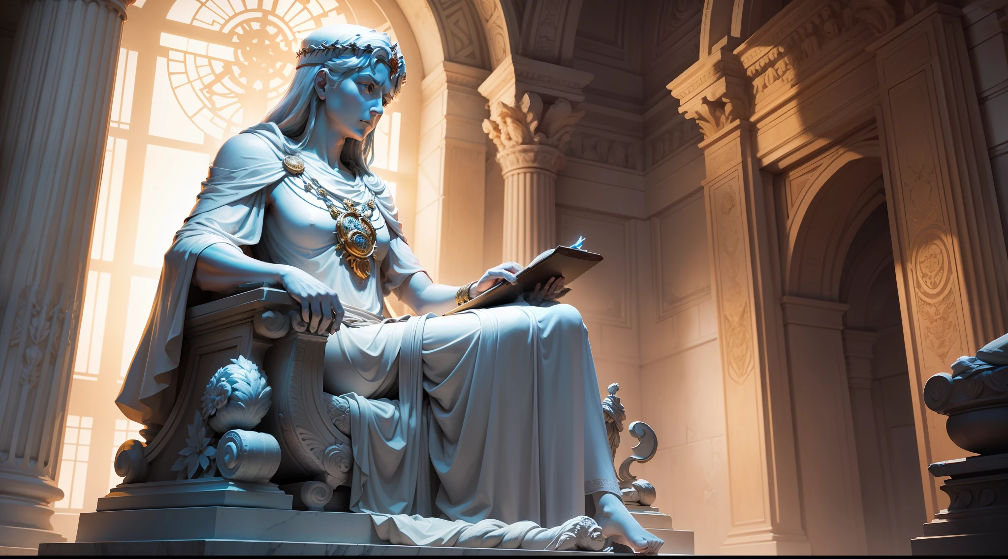 Symbolic digital art of stoic virtues - wisdom, justice, courage, moderation