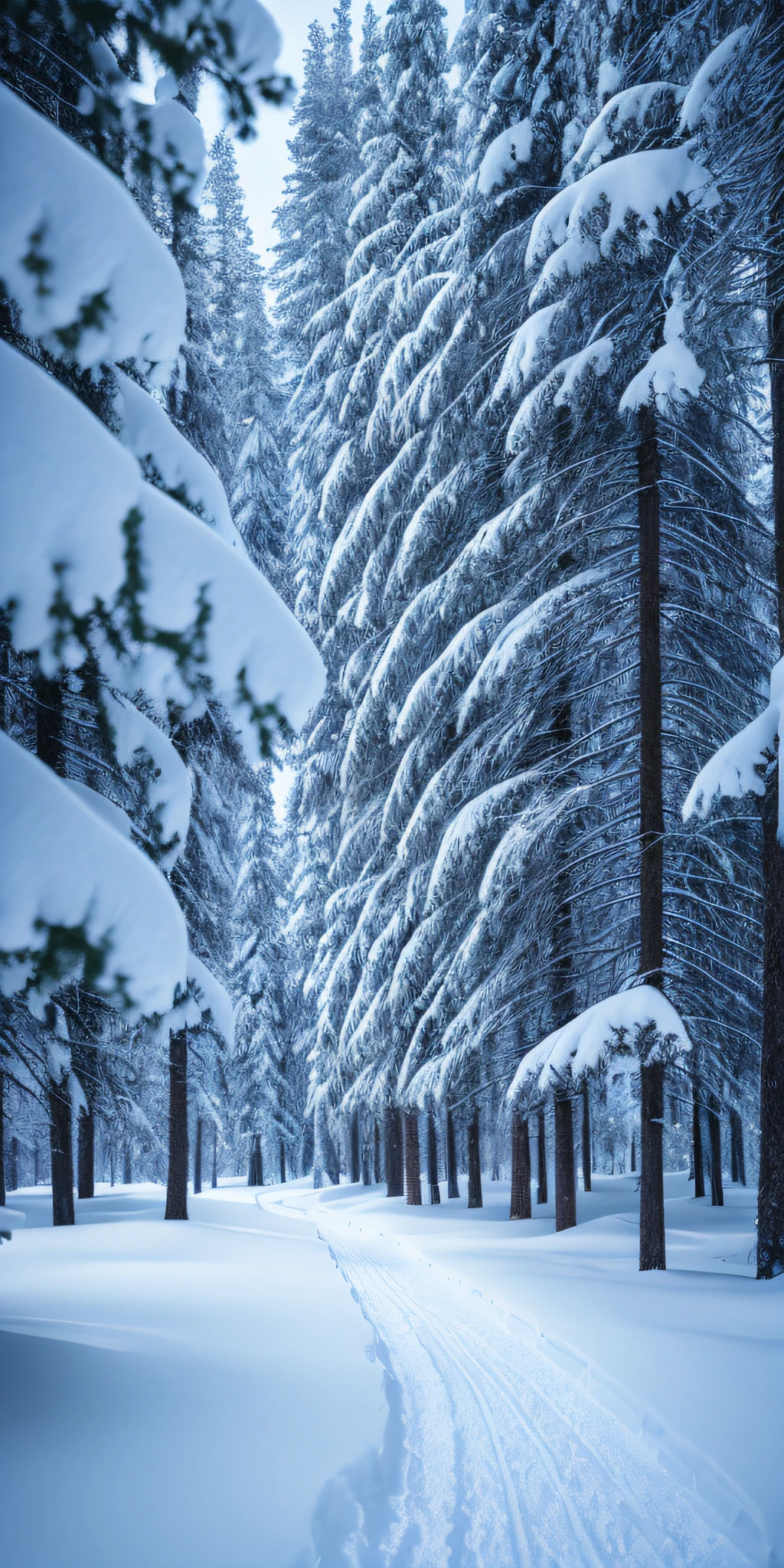 Masterpiece, best quality, high quality, highly detailed CG unity 8k wallpaper, coniferous forest, silence, towering conifers covering the forest floor, severe cold climate, serene beauty, snow, winter, mild summer, breeze, Conifers, branches, bokeh, depth of field, HDR, bloom, chromatic aberration, photorealistic, extremely detailed, popular on artstation, popular on CGsociety, complex, high detail, dramatic, art midway