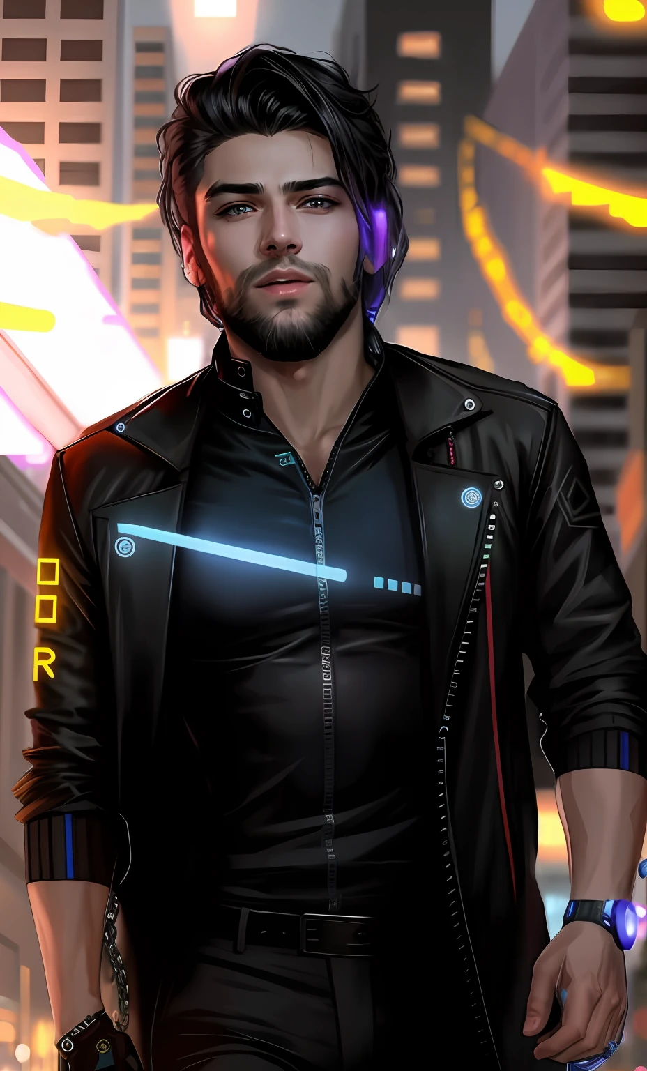 Change background cyberpunk handsome boy realistic face 8k ultra realistic