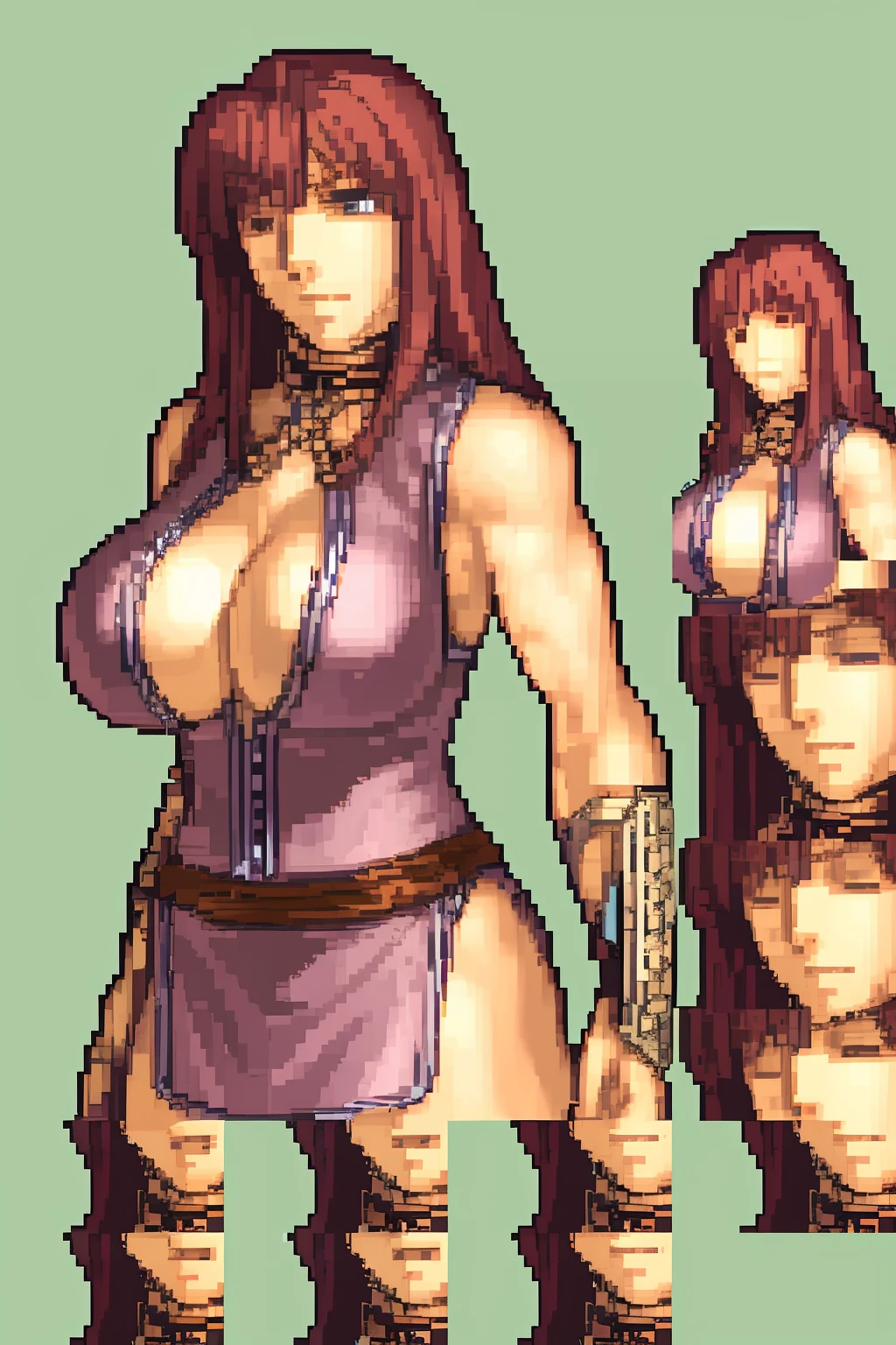 (FE10-Style, saturated sprite, No Frames:1.1) female, barbarian, huge breasts