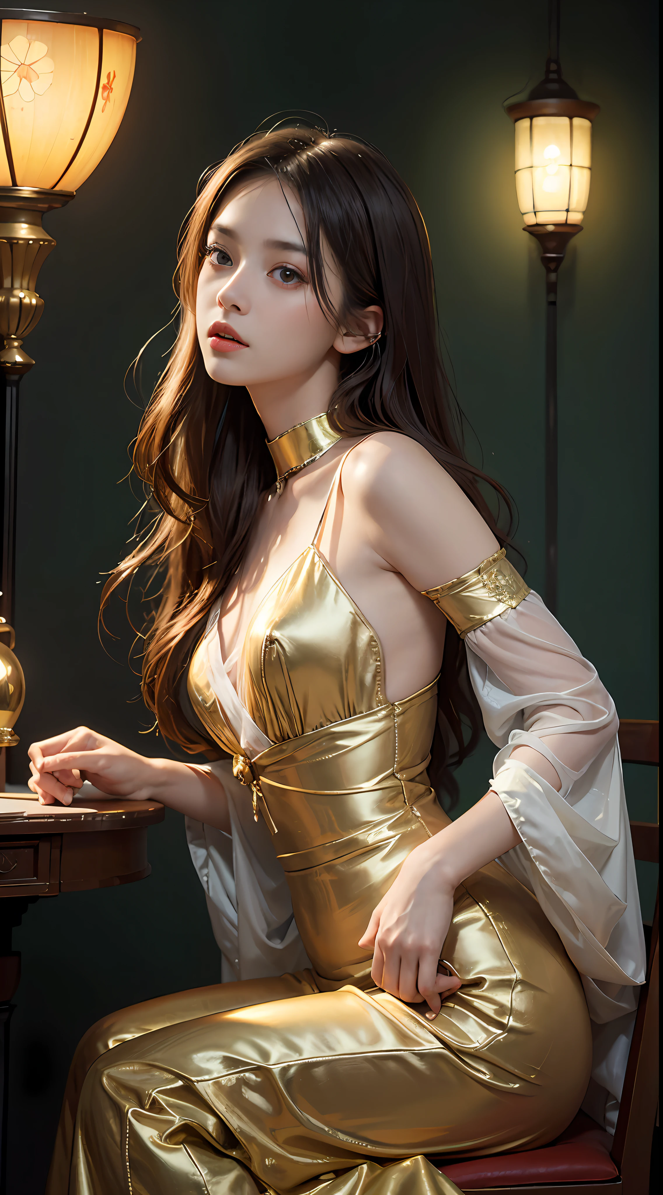 Picture quality：High detail masterpiece 8k high resolution  
Body content：1girl，Surrealist portraits of women by David Hockney and Alphonse Mucha，Very detailed faces，hair glowing，low tune，whaite hair，long whitr hair，A stunned expression，graceful movements，
Background with：Vintage café，With a mysterious effect，Warm light
environment：There is a faint magic glimmer，warm lights，incandescent lamp
atmosphere：Cosy and comfortable，With a bit of autumn coolness
lamplight：Warm
color：High saturation，bright
composition：Rule of thirds composition
Style reference：photographrealistic