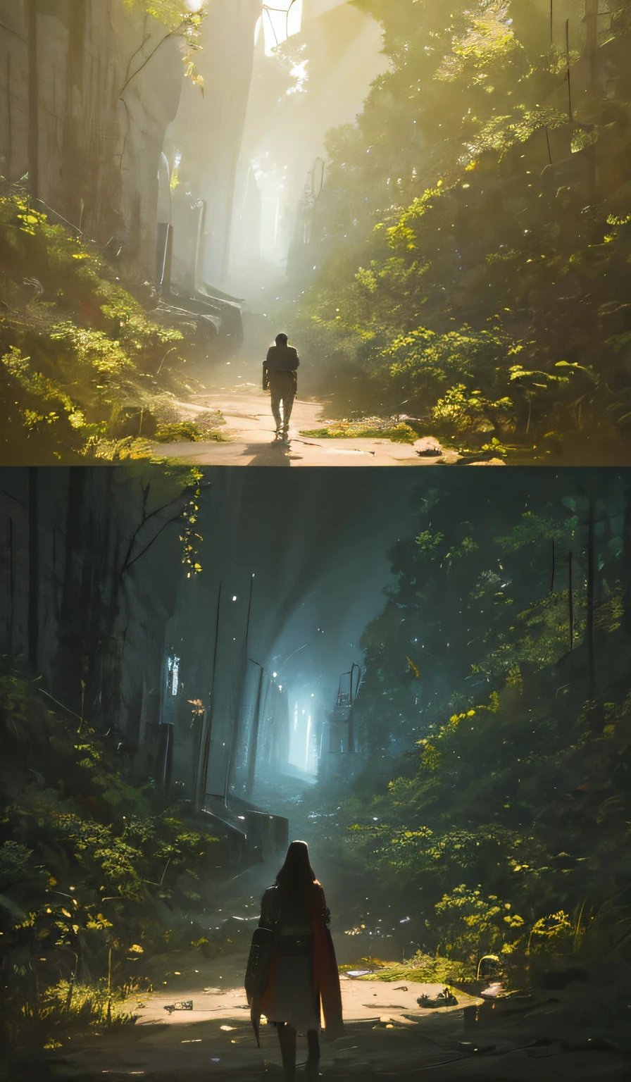 Digital illustration, Detailed and intricate, The dense jungle is full of exotic plants and animals, Sunlight shines through the canopy,Produces a mottled effect. In the style of Yoshitaka Amano and Hayao Miyazaki, Masterpiece, Proportional, Detailed, trending on artstationh, Beautiful lighting, Realistic, Intricate, Award-Awarded, 4K, highest quality
Award-winning, 4K digital painting in the style of Yoshitaka Amano. Detailed and intricate depiction of a zombie apocalypse, cleverly capturing the chaos and drama of the scene. Beautiful lighting and cinematic composition make this piece a true masterpiece, trending on artstationh