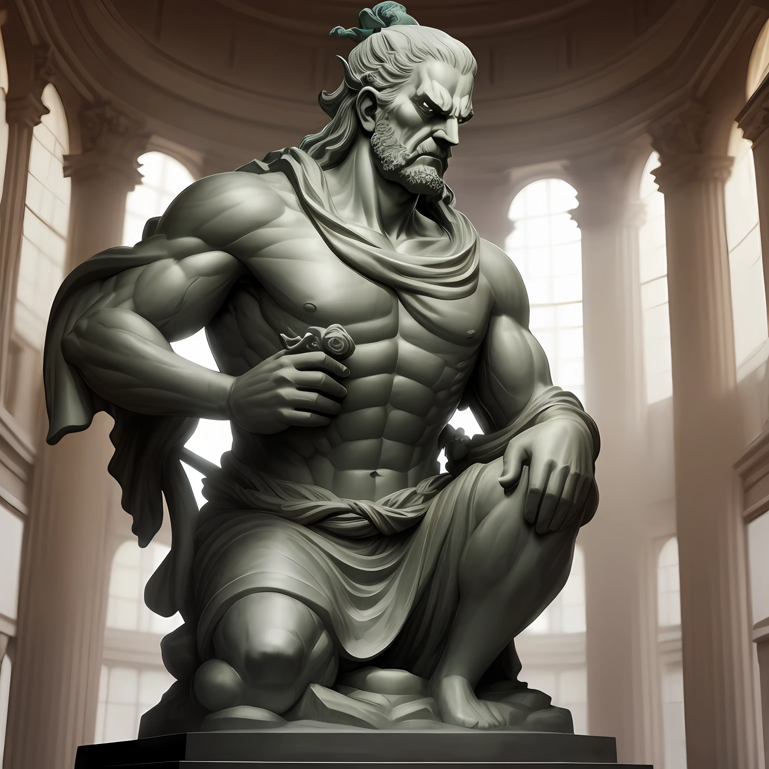 Statue of angry philosopher