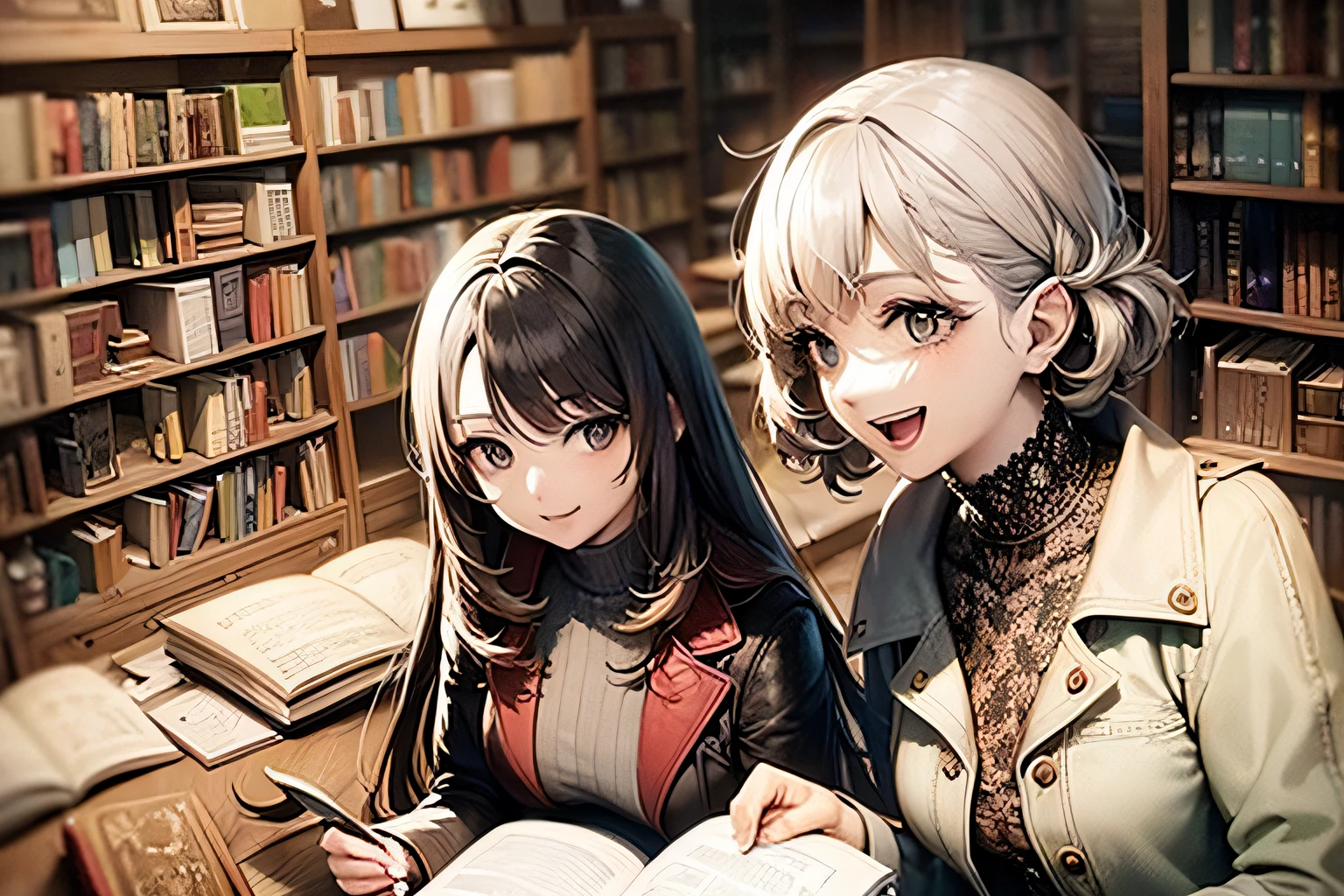 Happy people buy books in bookstores
