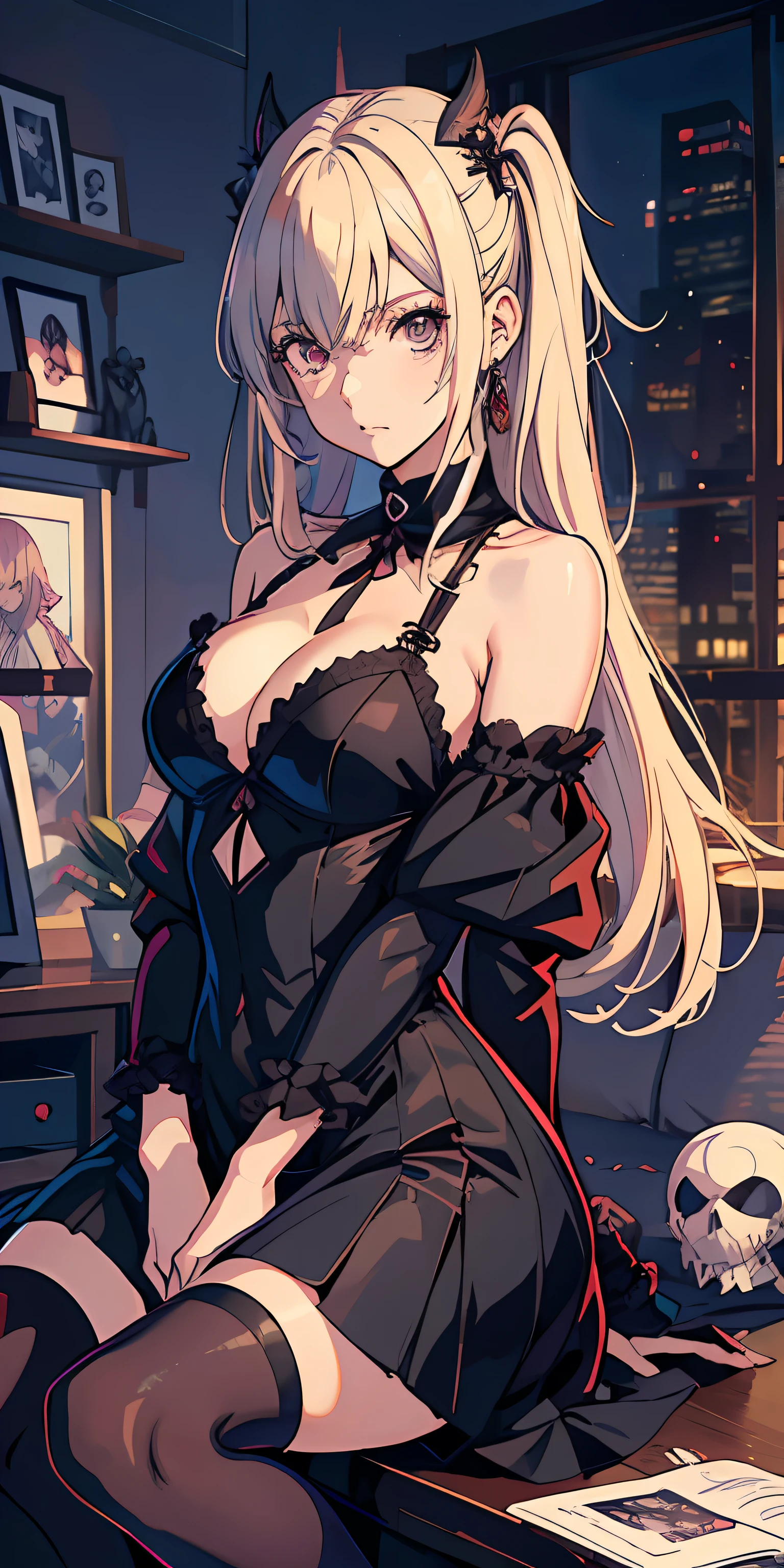 Anime - imagem de estilo de uma mulher em uma roupa preta sentada em uma mesa segurando um caderno preto com titulo "Death Note, ( ( Misa Amane # ) ), Misa Amane *, Estilo Death Note, Misa Amane, Nota de falecimento, Nota de falecimento ， d & d, Yagami Luz, escuro, loira, cabelo com duas xuxinha, olhos vermelhos, Anime Wallaper, artes de anime, menina monstro anime, fan art, arte de anime digital!!, imagem de anime, full hd, highes definition, imagem para perfil, desenho dark