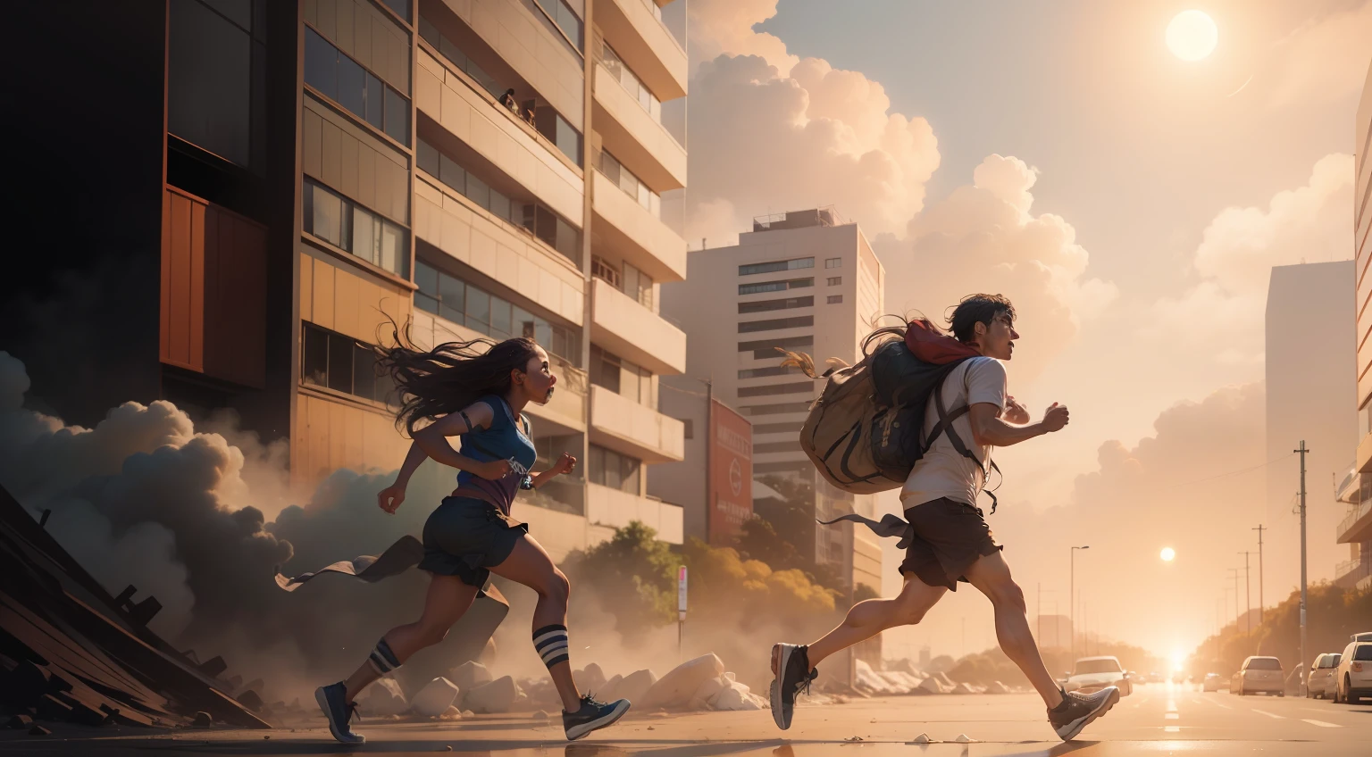 Quick scenes of people facing challenges: profissionais correndo para o trabalho.