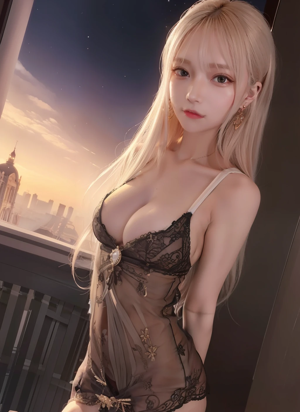 {{masutepiece}}, {Best Quality}, ((small tits))、{Ultra-detailed}, {Best Illustration}, {{Best Shadow}}, {extremely delicate and beautiful}, {{{{{Dynamic Angle}}}}}, {{{{public indecency}}}}, {Luminous}, {{{{{{{{majestic architecture}}}}}}}}, {{{{{{Big architecture}}}}}}, {{{remains}}}, {{Sunset}}, {{{{Wind}}}}, {1girl in,Solo}, {{{Slender face}}}, {{{Lady}}}, {Against Wall}, {{{Long hair}}}, {{{{Light gold hair}}}}, {Light White Gradient Hair}, {{{{{Black, Lace Sweater Dress}}}}}, [[lip stick]], [[cleavage]], {{{鎖骨}}}, Shiny hair, Shiny skin, {{{Red skin}}}, glowing earrings, Beautiful red eyes, Eyelashes,Round eyes, jewelry eyes, Twinkle Eyes, Glowing eyes, Sparkling eyes, {tiny chest}, Gold Hair, Light White Gradient Hair, Sunlight, finely detail, {Beautiful detailed girl}, {Back Light}, Extremely delicate and beautiful, {{Beautiful detailed sky}}, [3D], {{{{{Detailed background}}}}}, {{{Delicate metal decoration}}},