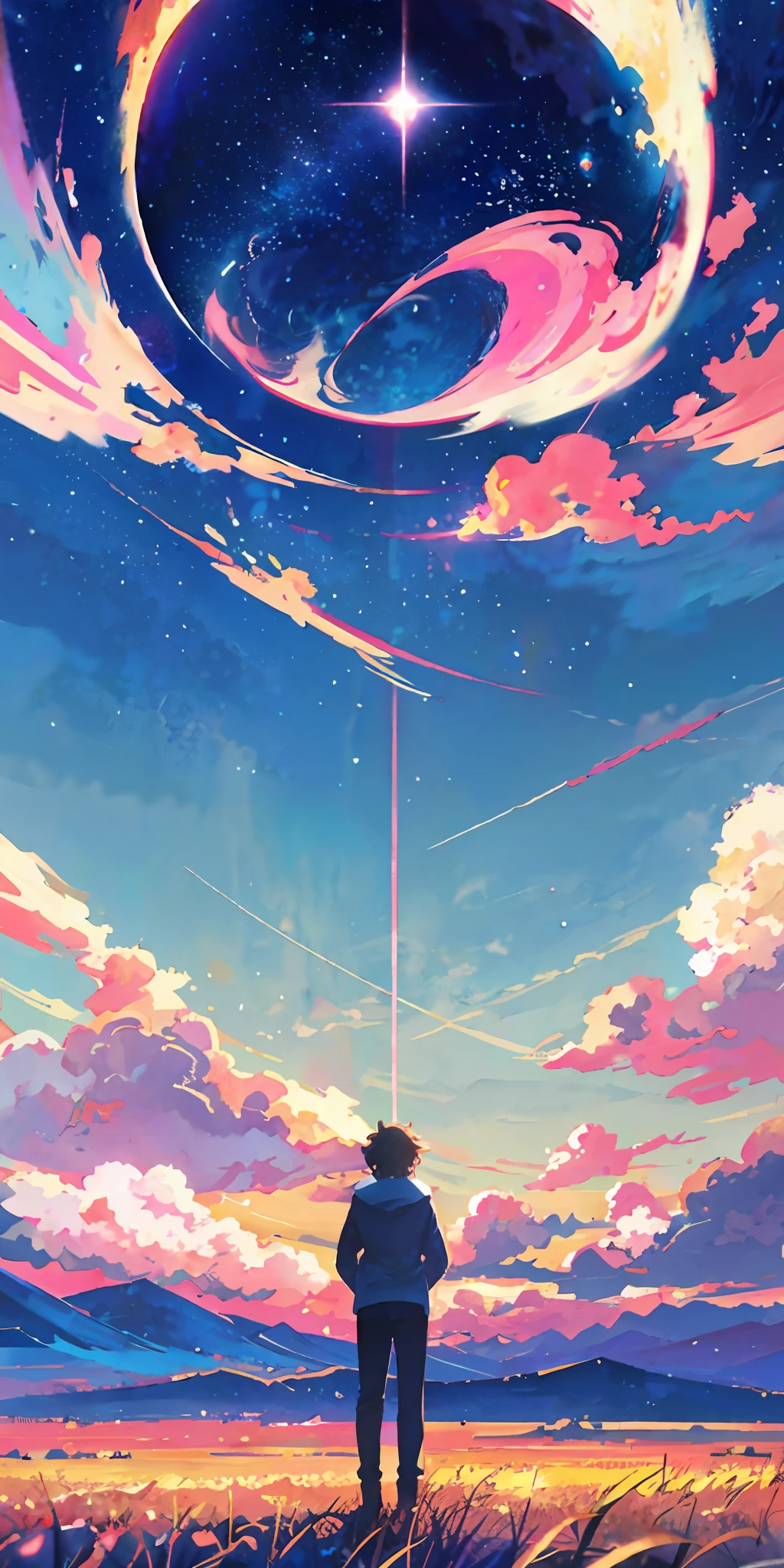 anime big breast, Man, lookingat, stars, sky, stars, Clouds, stars, sky, stars, sky, stars, sky, stars, stars, sky, Anime Sky, Anime art wallpaper 8 K, Anime art wallpaper 4 K, Anime art wallpaper 4k, Anime Cloud, fluffy pink anime clouds, Makoto Shinkai Cyril Rolando, 4k manga wallpapers