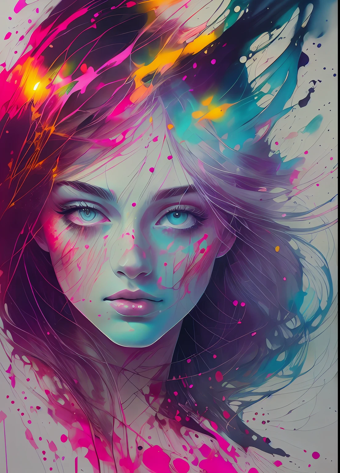 a woman by agnes cecile, luminous design, pastel colours, ink drips, autumn lights