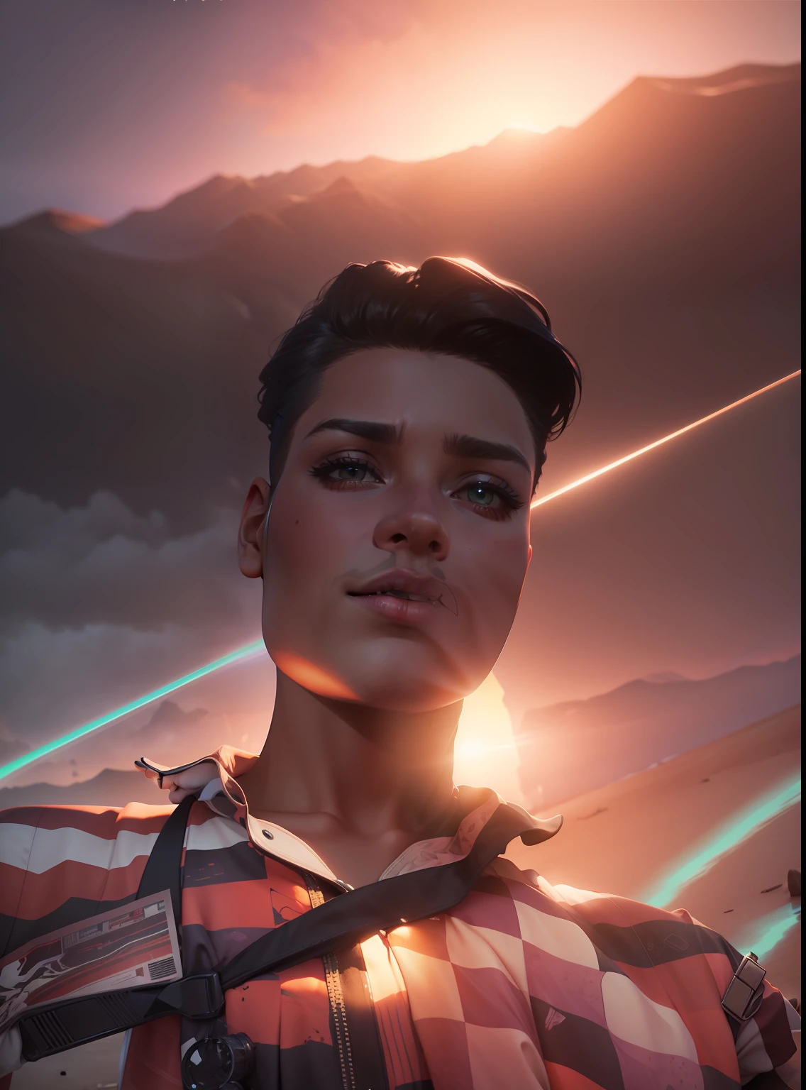 Change background,Sunset,Babbling creek in the desert,Cloudy colorful mysterious mist,The cool Ligne Claire fantasies,Composed by Georg Flegel,The work is displayed on artstation 3D