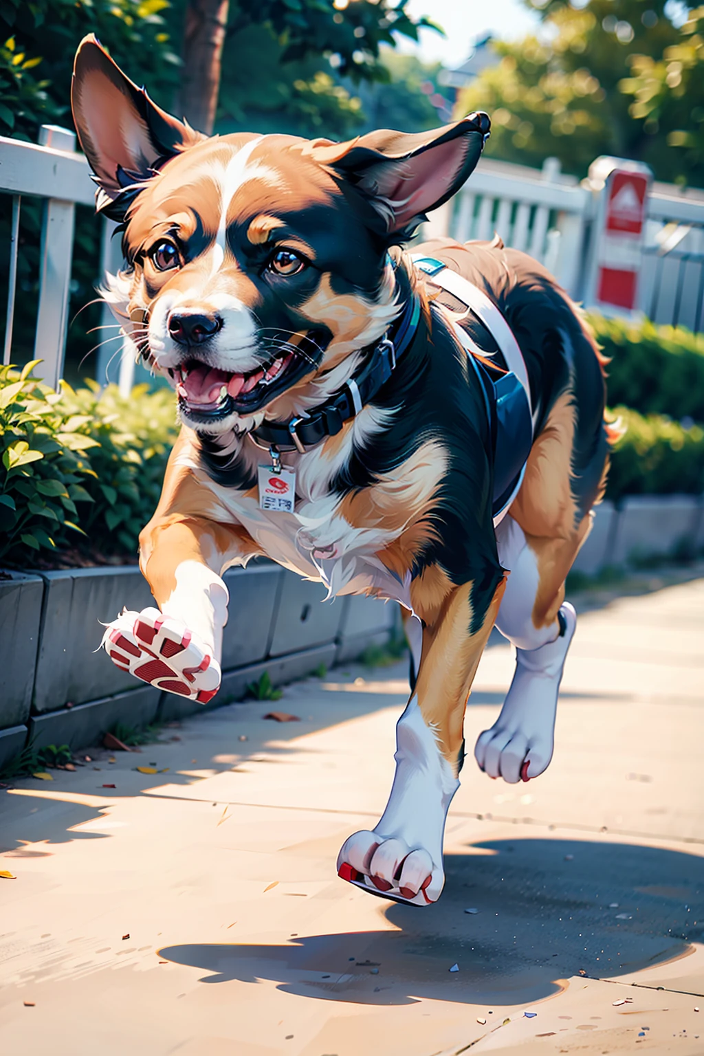 Doggy，running dog，Lateral face，Run fast。