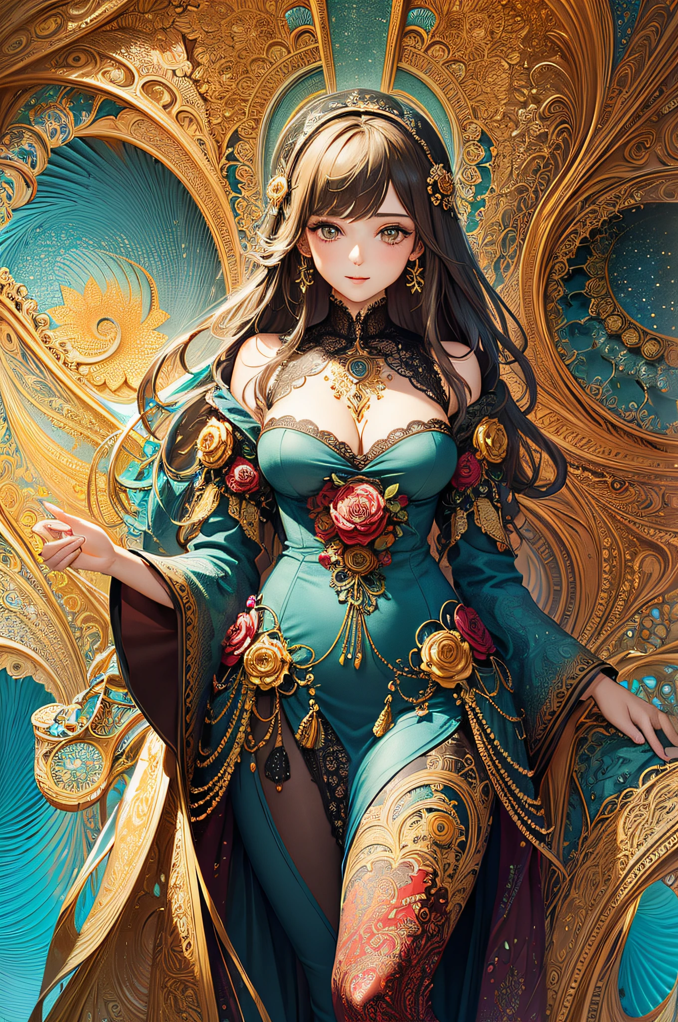 (masterpiece, top quality, best quality, official art, beautiful and aesthetic:1.2), (1girl), extreme detailed,(fractal art:1.3),colorful,highest detailed