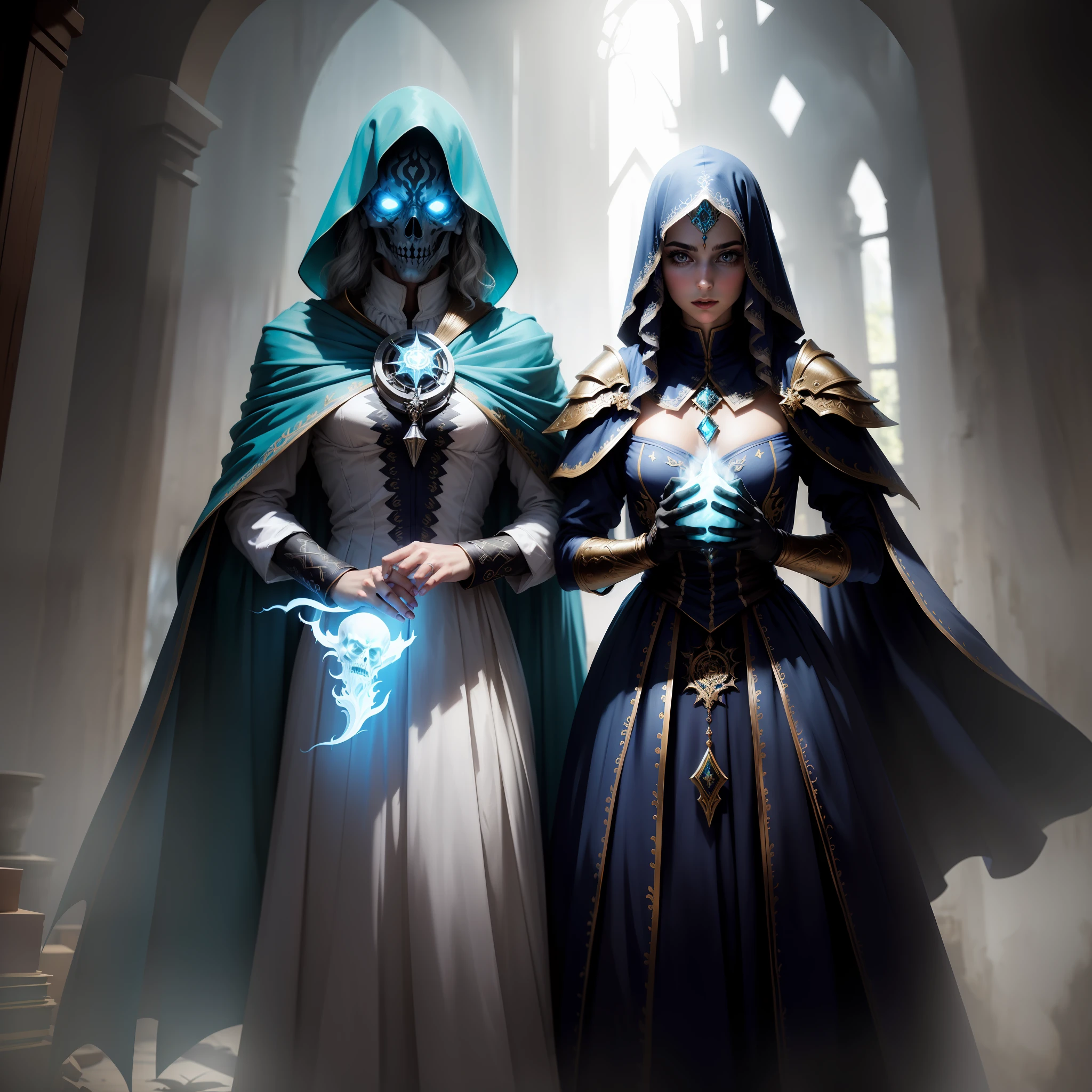 uma fotografia premiada de Nagash - Um lich divino e mestre necromante, com olhos brilhantes e envolto em esfarrapado, Ethereal robes., na empresa Rainbow: An impressive arc of colors across the sky, created by the scattering of sunlight into raindrops. , master part, ultrasharp, profundidade de campo e boekh, best quality,