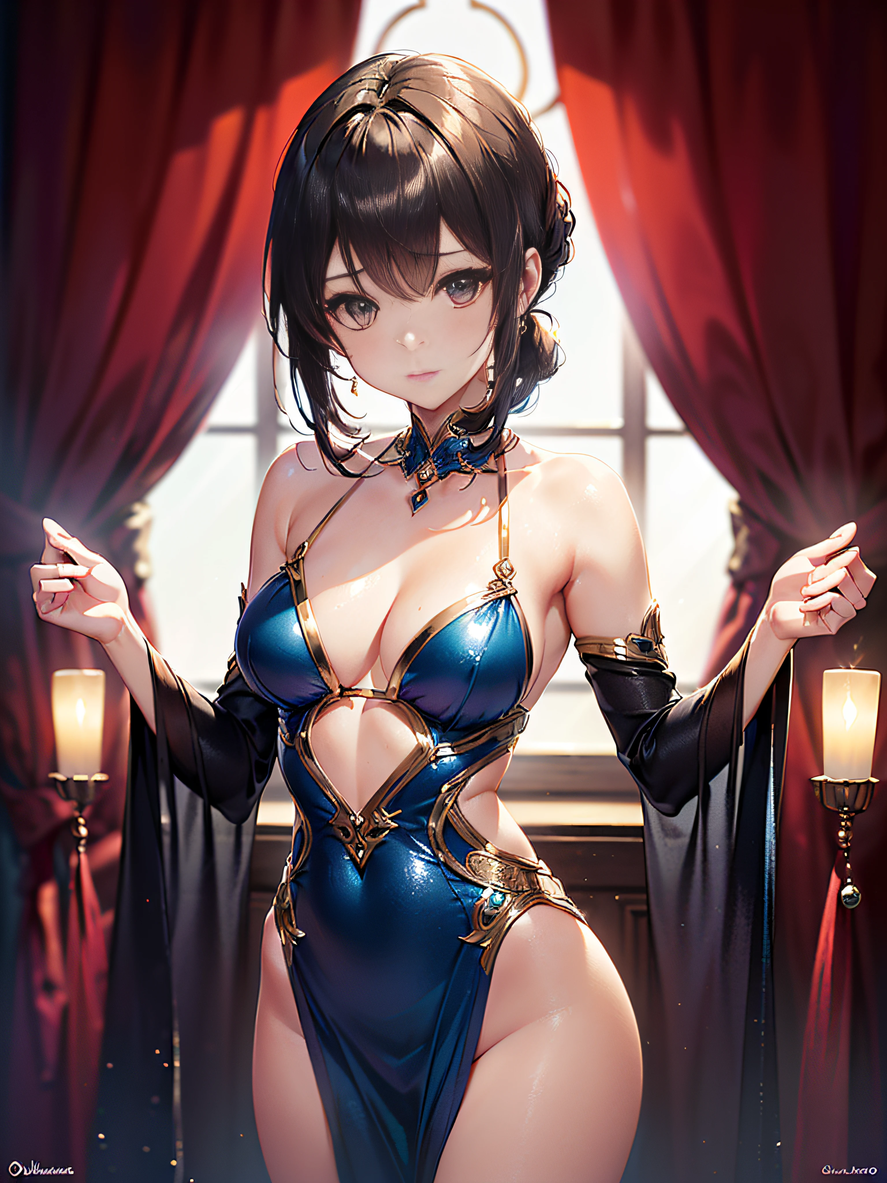 ((Obra maestra+La mejor calidad+High resolution),(dreamy atmosphere+Soft lighting),(1 character),(Mysterious expression+Pose elegante),(cabello suelto+ojos brillantes),(magic costume+Detalles delicados)).