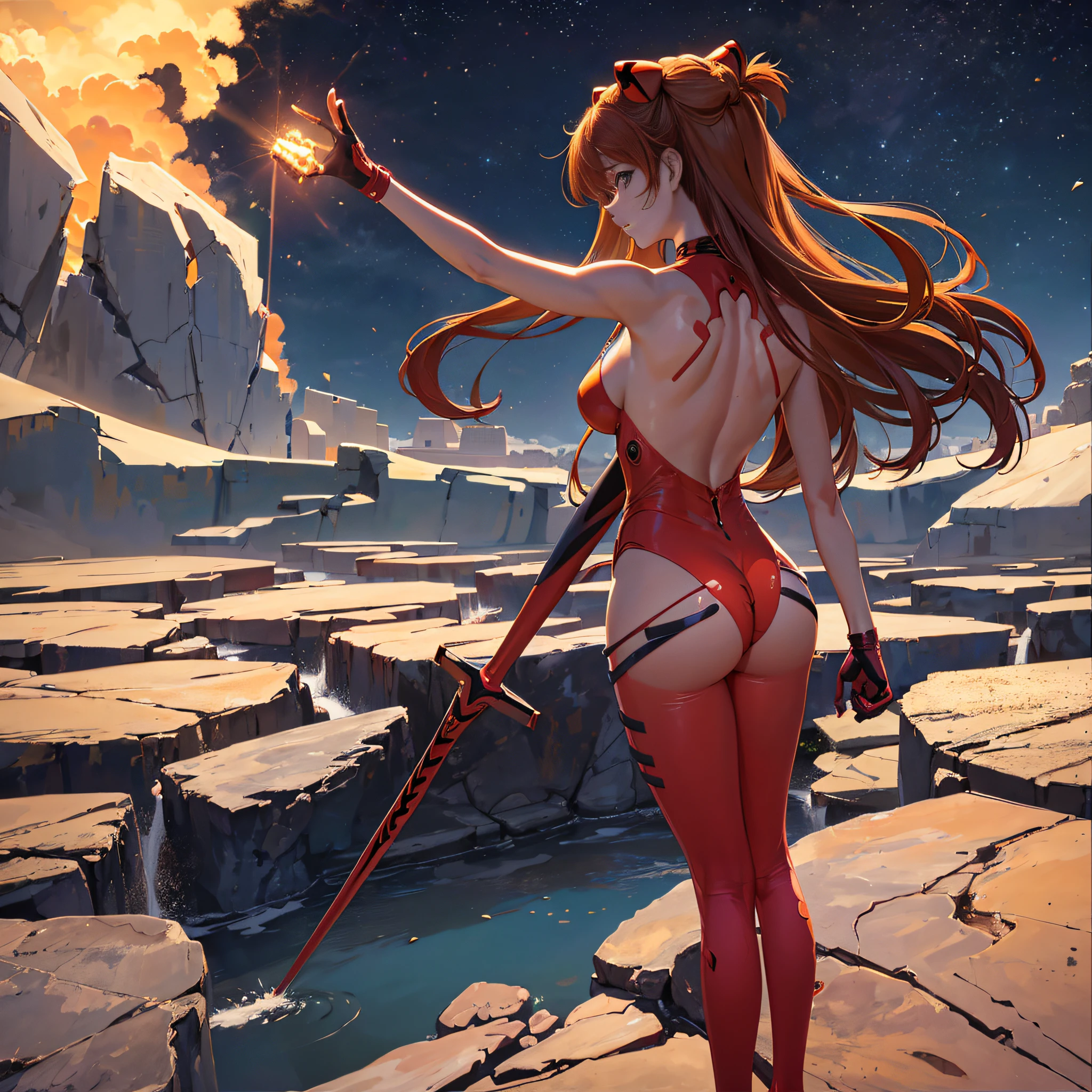 Asuka Langley Shikinamy, ((Evangelion)), en tela transparente, (((DeepVnecklineslipdress))), 1 girl, ( grandes:1.27), Enorme areolahermoso))), view from back, (((deslizamiento de areola))),((s hinchadas)eboob)),(((cuello))), Chica Yorha, beautiful woman, Mujer preciosa, Hermosa joven, Chica con pelo largo, pelirrojo, Cara joven adorable, female idol portrait, peinado desordenado, ((Walking through a desert city)), ulzzang, ulzzang-6500-v1.1, pureerosface_v1, maquillaje coreano popular, maquillaje popular de Corea del Sur, con el pelo largo, (8k, foto RAW, La mejor calidad, obra maestra: 1.45), (NSFW:1.35), Trazado de rayos, NVIDIA RTX, Super resolution, Irreal 5, Sub-Surface Scatterring, Texturas PBRstprocesamiento, Anisotropic filtering, profundidad de campo, maximum sharpness and sharpness, Texturas multicapa, Mapeo de albedo y especular, sombreado de superficie, Accurate simulation of light-material interactions, proporciones petane representation, duotone lighting, ISO bajo, balance de blancos, regla de tercios, apertura amplia, 8K RAW, high-efficiency subpixels, sub-pixel convolution, glow particles