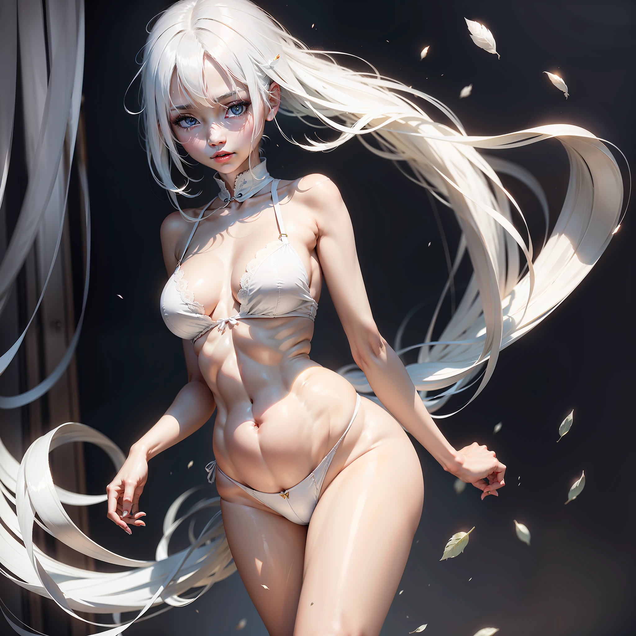 (best qualtiy),beautiful young girl,White hair,Slender legs,A plump chest,Complete body。