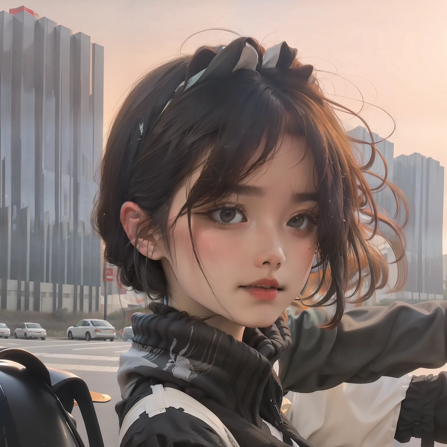 A girl in a landscape painting