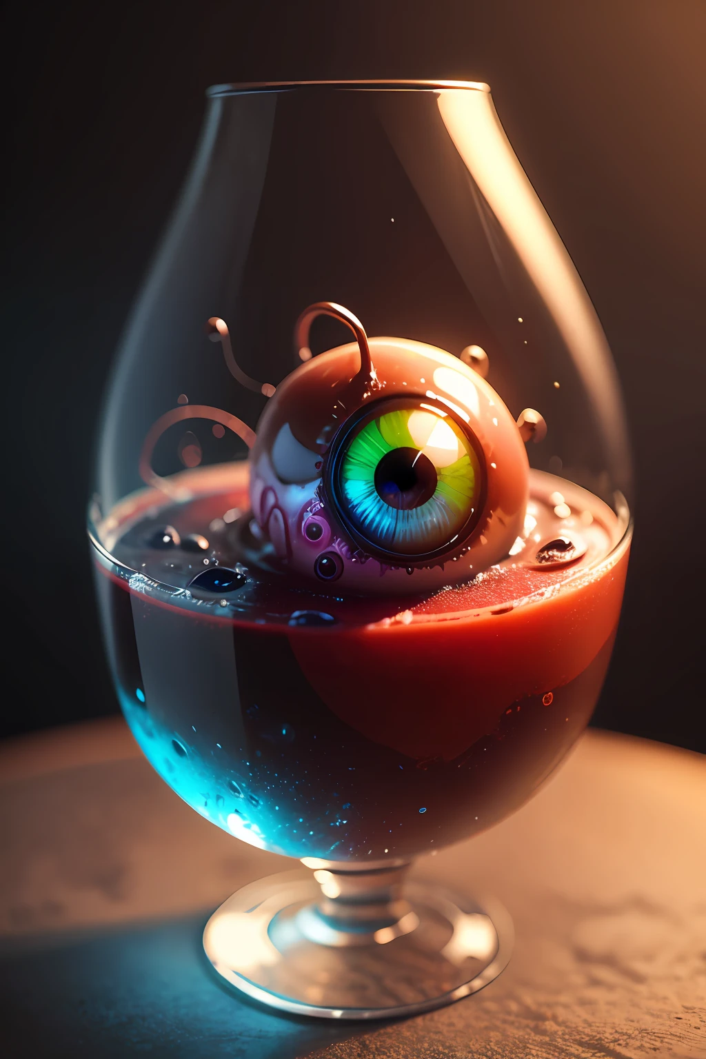 Alien drinks,sci-fy,CG,internal organs,eyeballs,terroral,blood vess,nausea