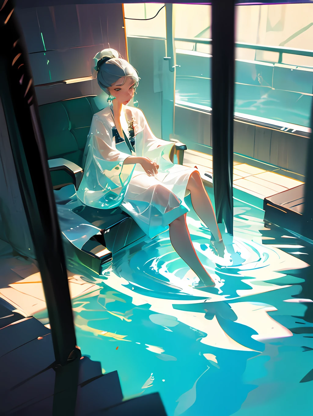 nakeness,Bigchest,long leges,Get wet,seductiv