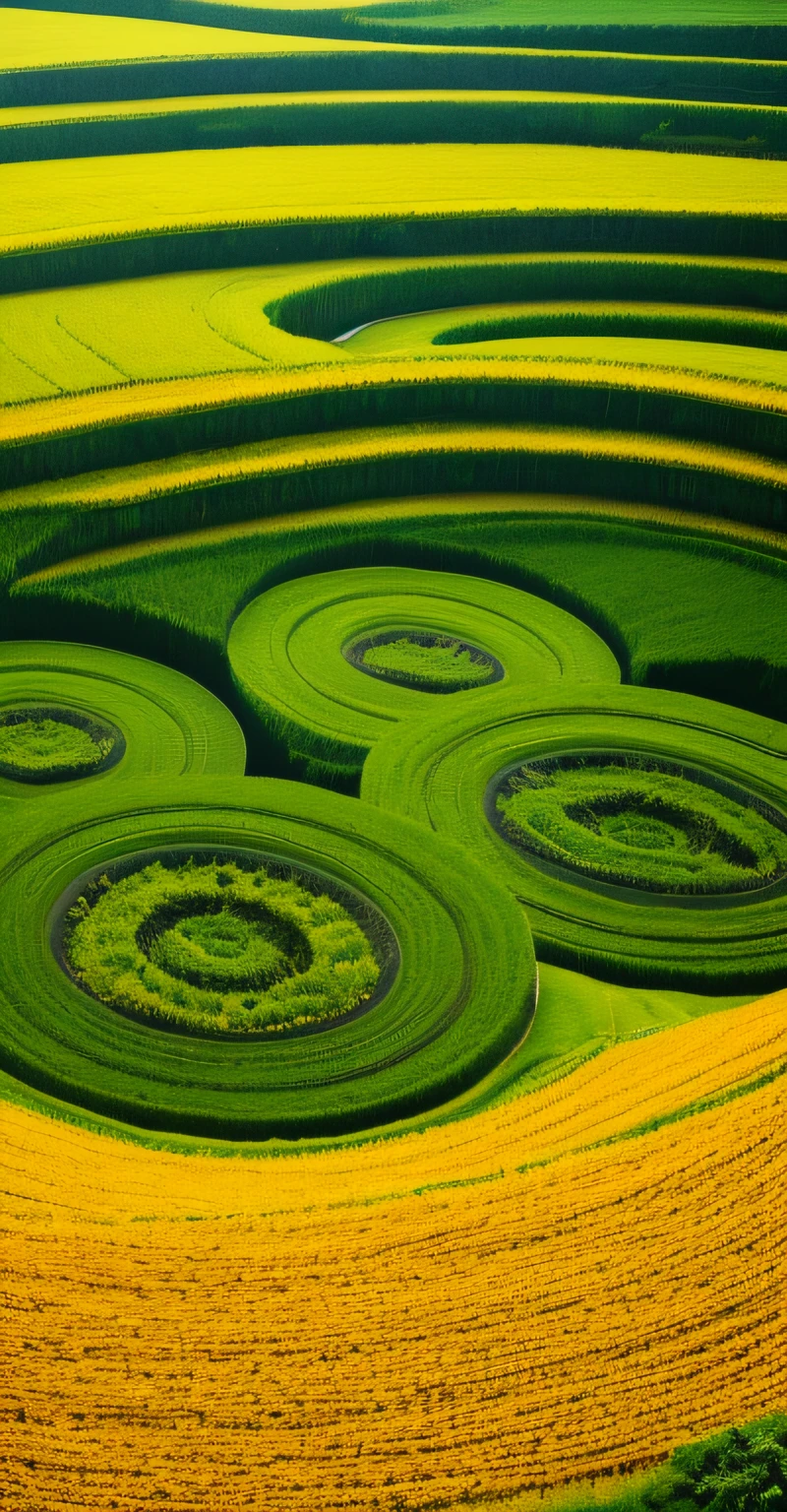 Golden rice paddies,clear lakes,terraced,path,the trees