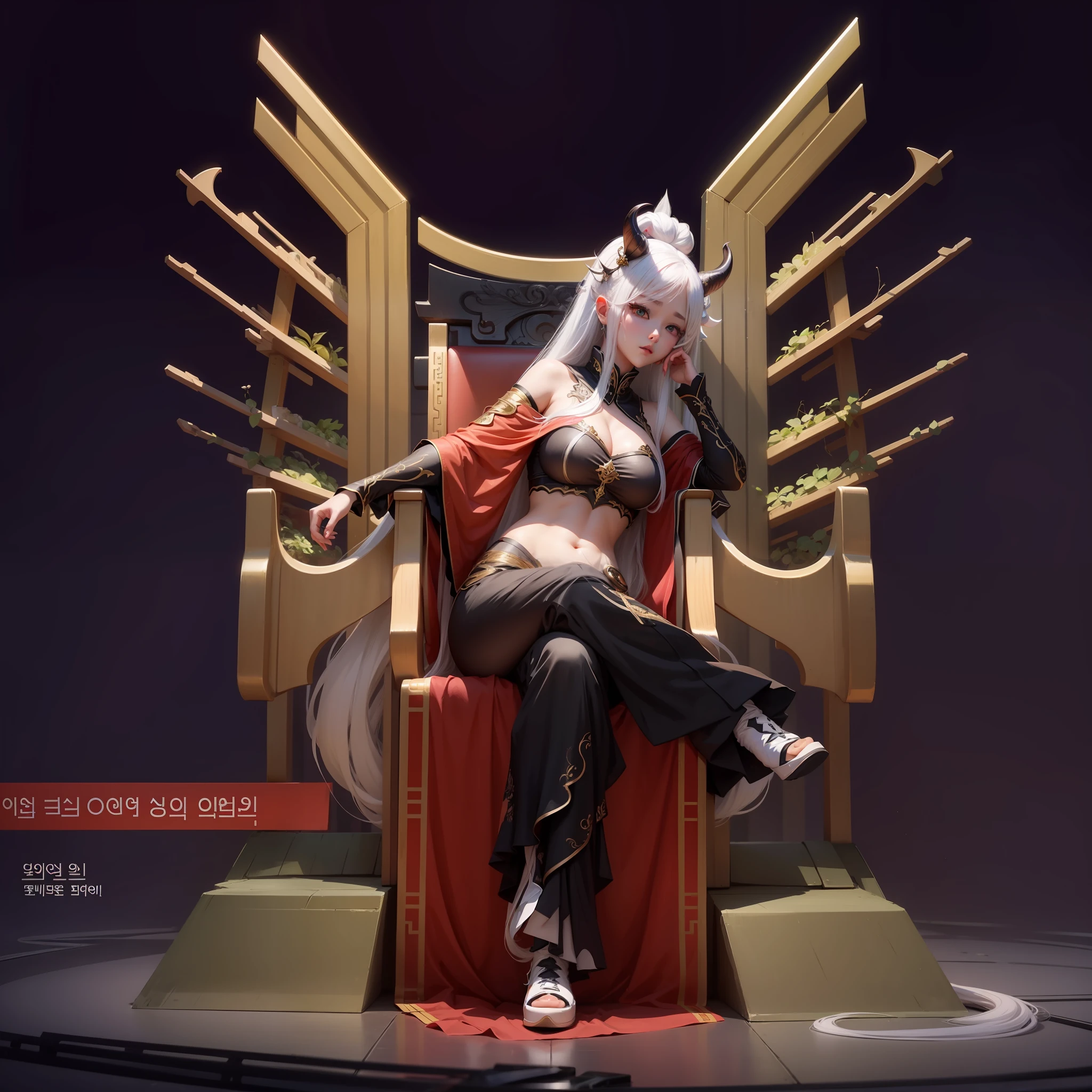 1girl, Korea, anime, 8k ultra, very beautiful,Long hair there are horns on the head, white hair