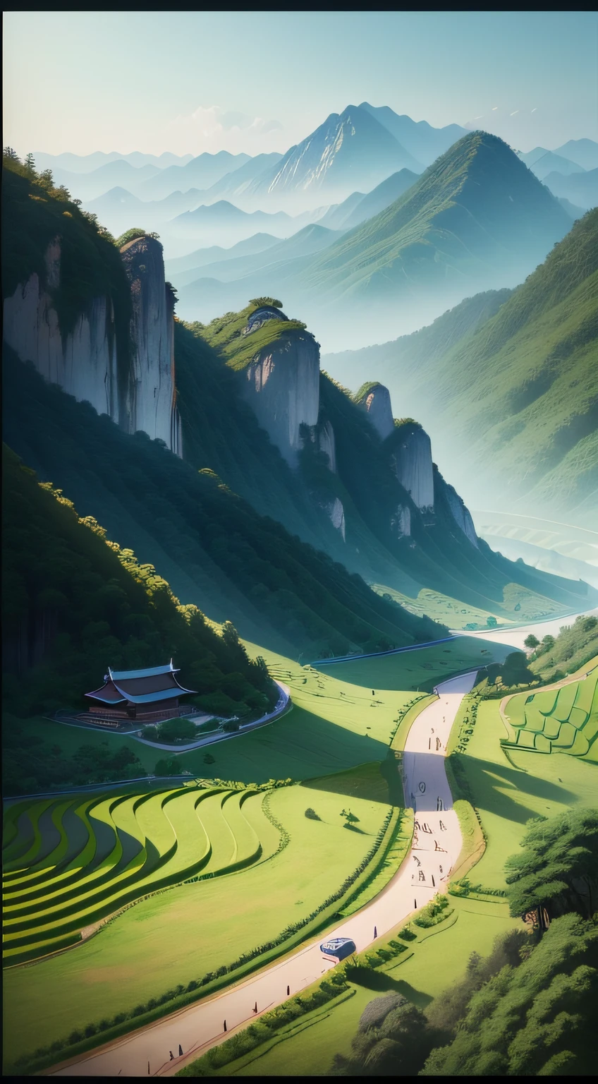 Chinese traditional landscape painting,Aspect ratio 9:16