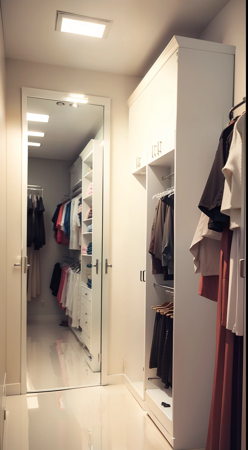 Modern style fitting room，Full-length lens