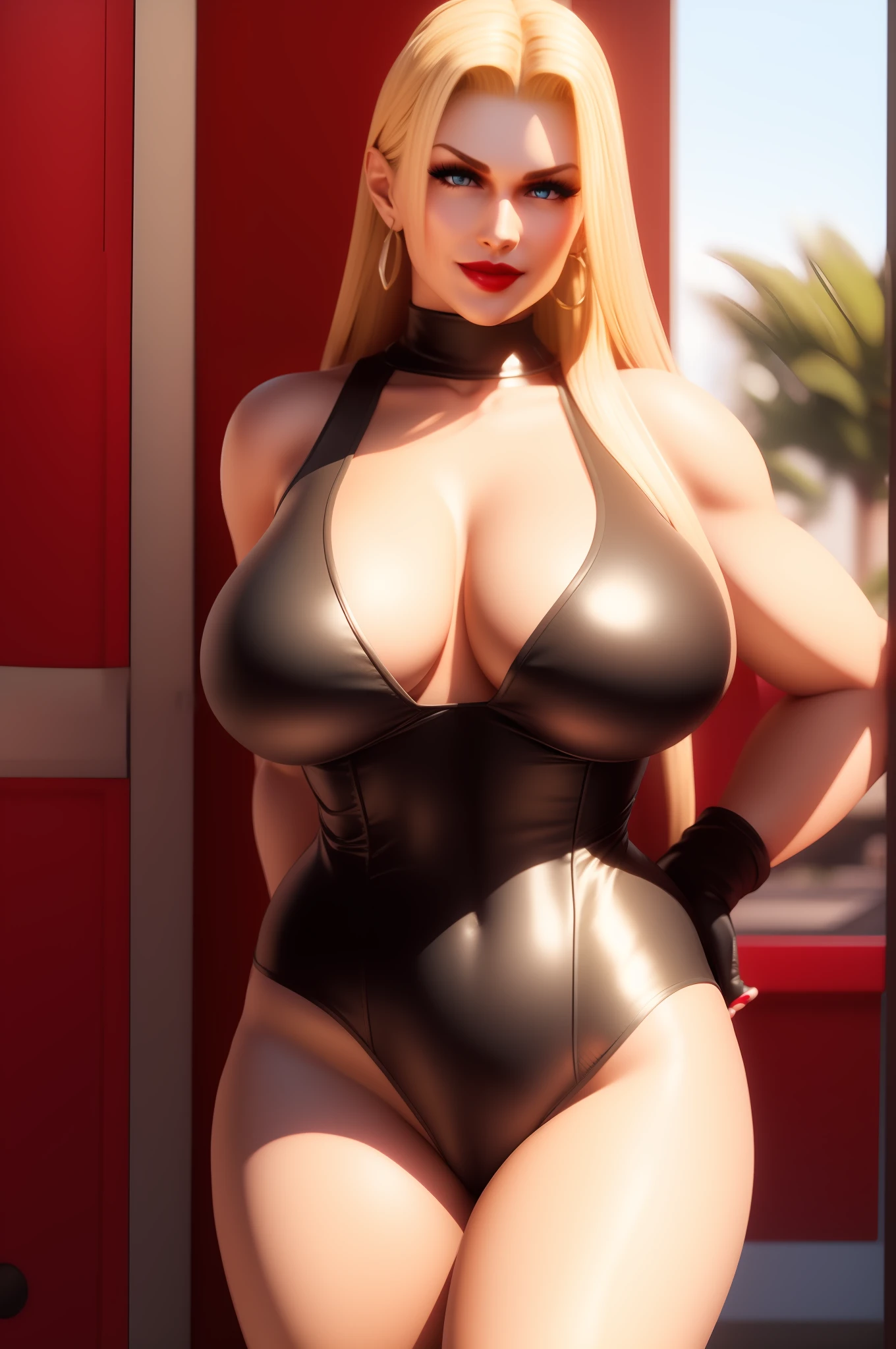 Girl,smile,red lips,big nose,big tits,sexy body,beautiful girl,sexy pose,long hair,realistic