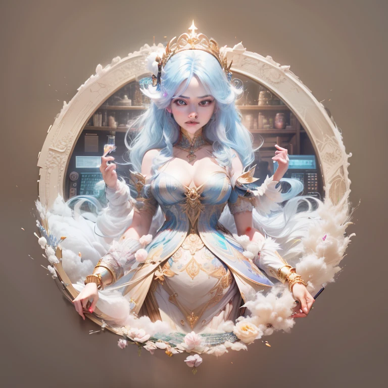 Cotton Candy Queen Women Goddess 8k Resolution Rendered Hyper Realistic Intricate DetailAn intricate visual representation of computer programing, rendered in 24k resolution with intricate details and symbols.