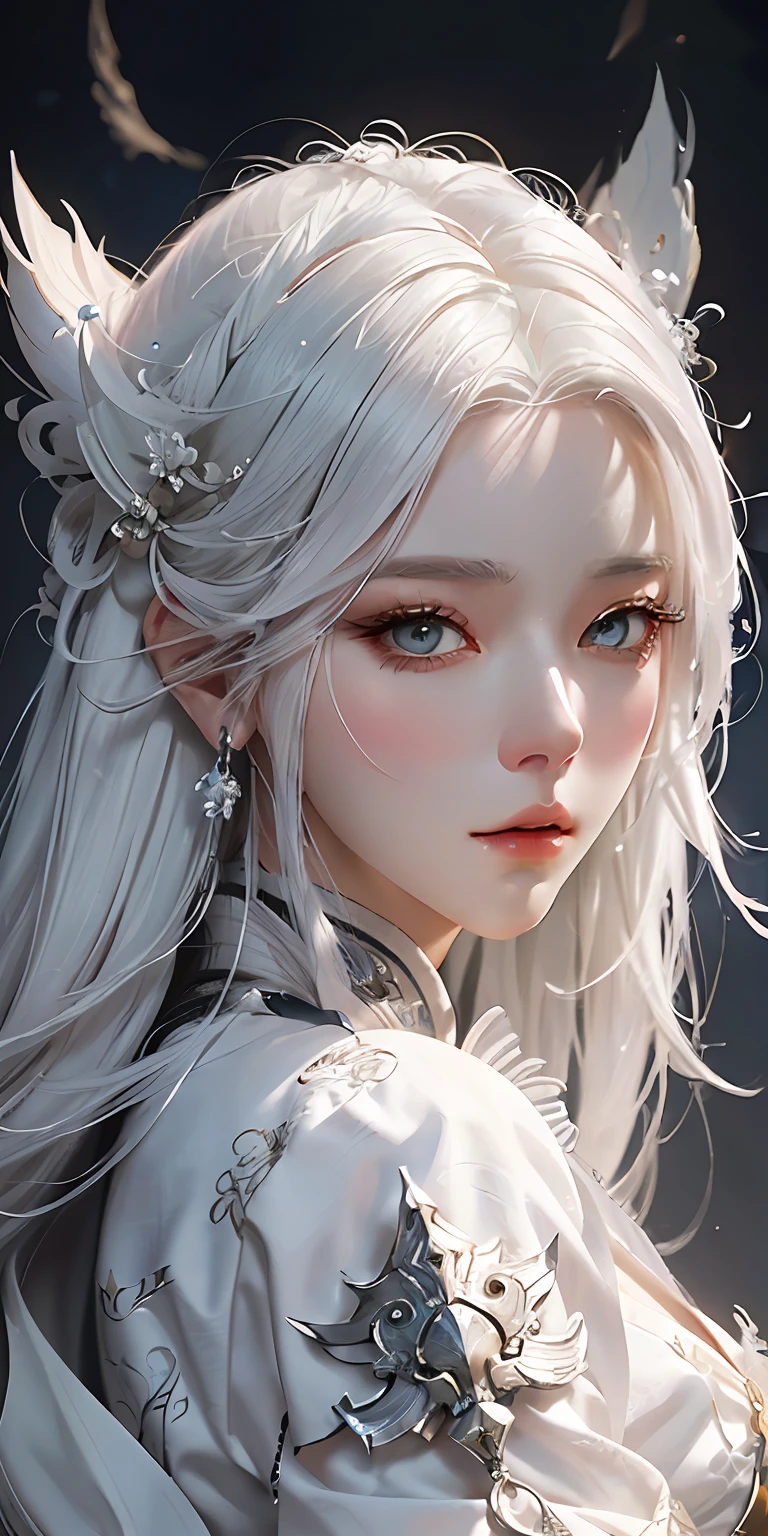 a close up of a woman with white hair and a white mask, beautiful character painting, guweiz, artwork in the style of guweiz, white haired deity, by Yang J, epic exquisite character art, stunning character art, by Fan Qi, by Wuzhun Shifan, guweiz on pixiv artstation