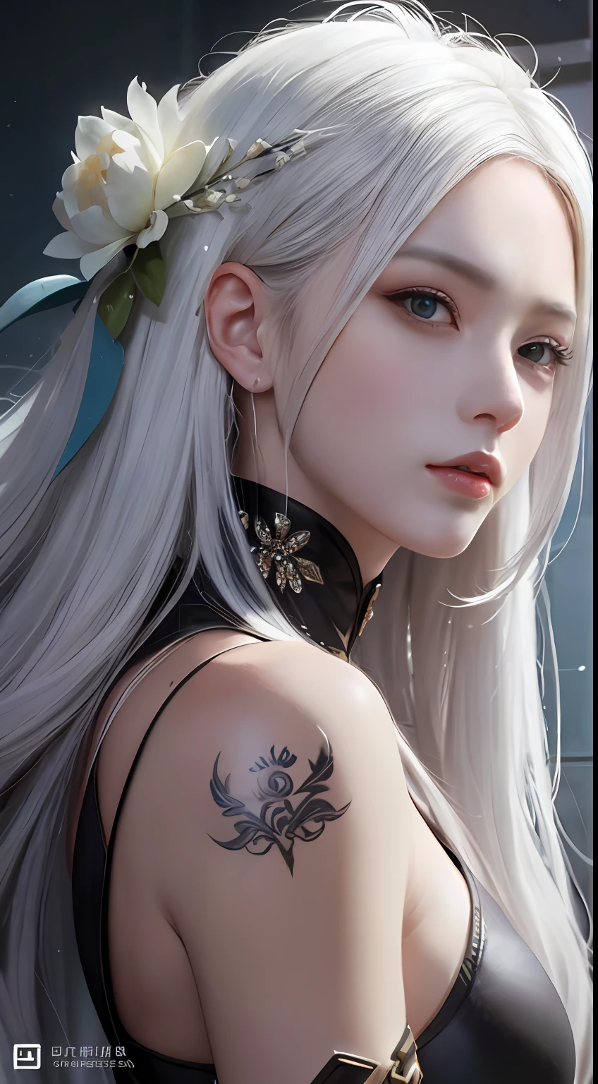 a close up of a woman with white hair and a white mask, beautiful character painting, guweiz, artwork in the style of guweiz, white haired deity, by Yang J, epic exquisite character art, stunning character art, by Fan Qi, by Wuzhun Shifan, guweiz on pixiv artstation