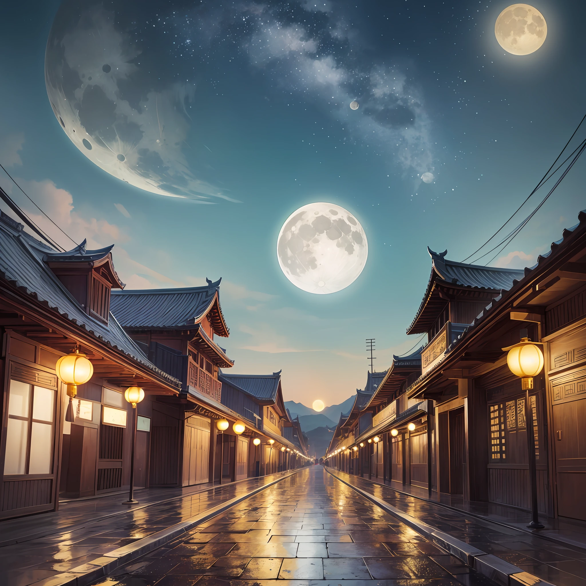 Brilliant moon,The moon covers the entire picture,Yellow,China-style,tmasterpiece,(cinmatic lighting:1.3,realistic quality:1.5)Highest image quality,Hyper-realistic,Mid-Autumn Festival,centered composition,Only the moon is needed,There is no other