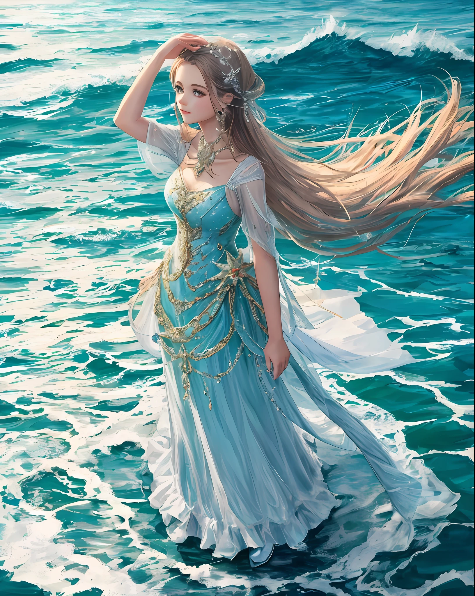 Beautiful girl dressed by the sea