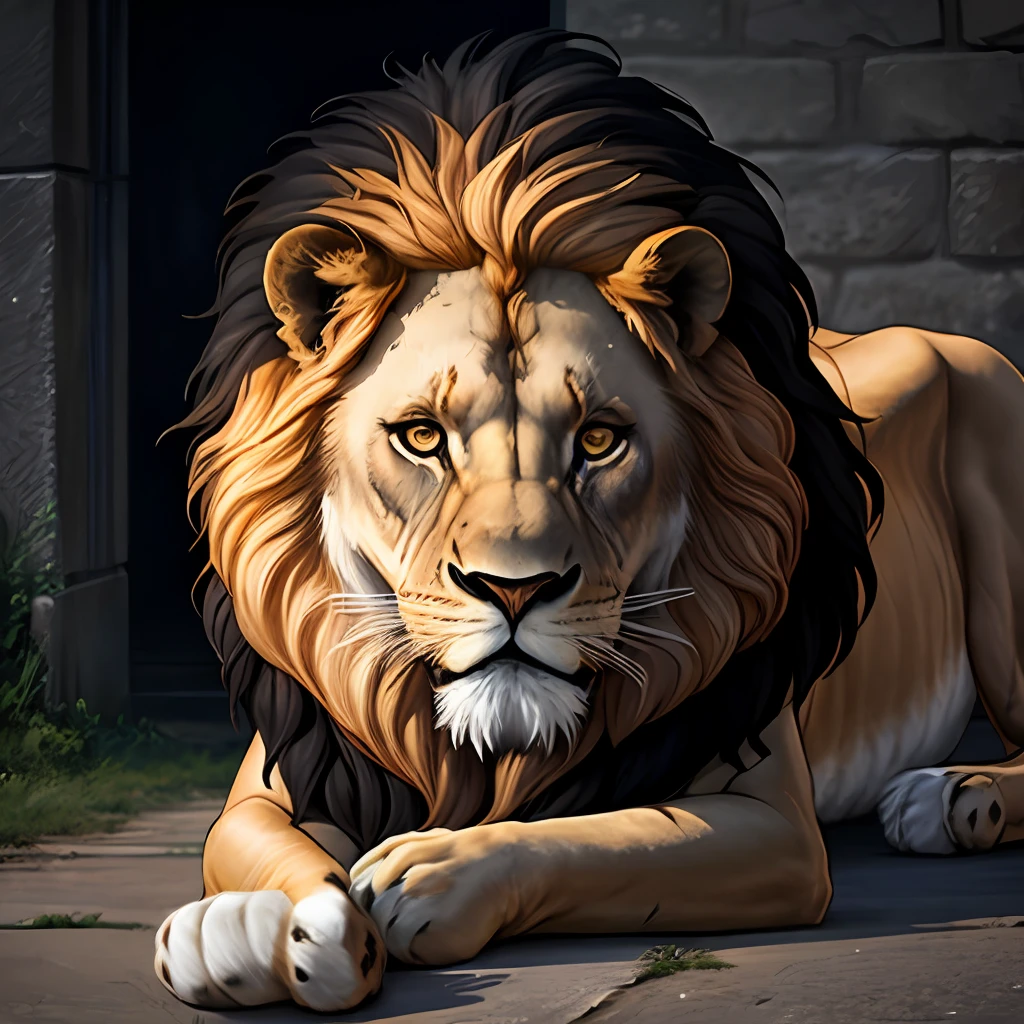 Lion alone