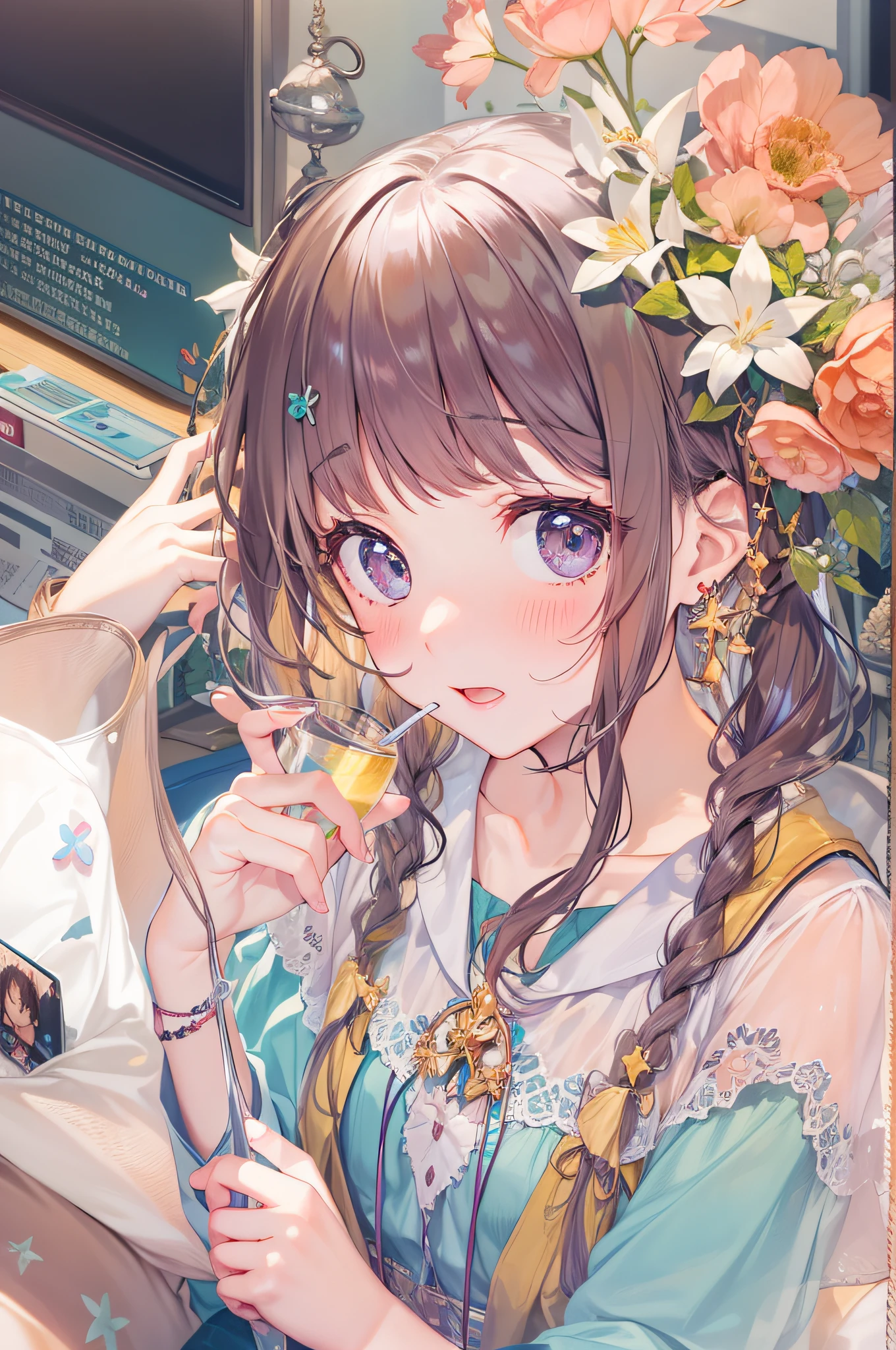 Girl watching TV、summer vacation、princess