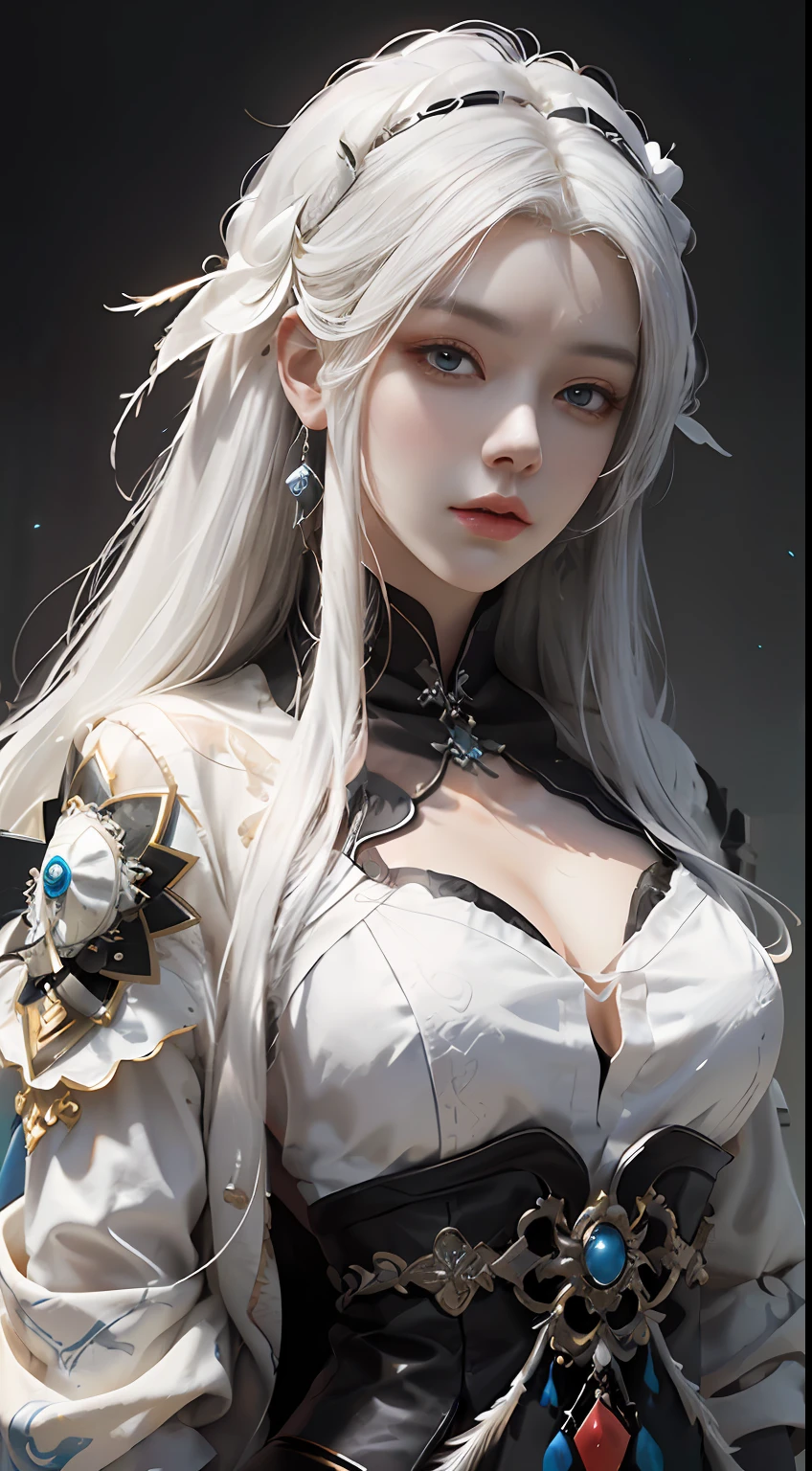 a close up of a woman with white hair and a white mask, beautiful character painting, guweiz, artwork in the style of guweiz, white haired deity, by Yang J, epic exquisite character art, stunning character art, by Fan Qi, by Wuzhun Shifan, guweiz on pixiv artstation
