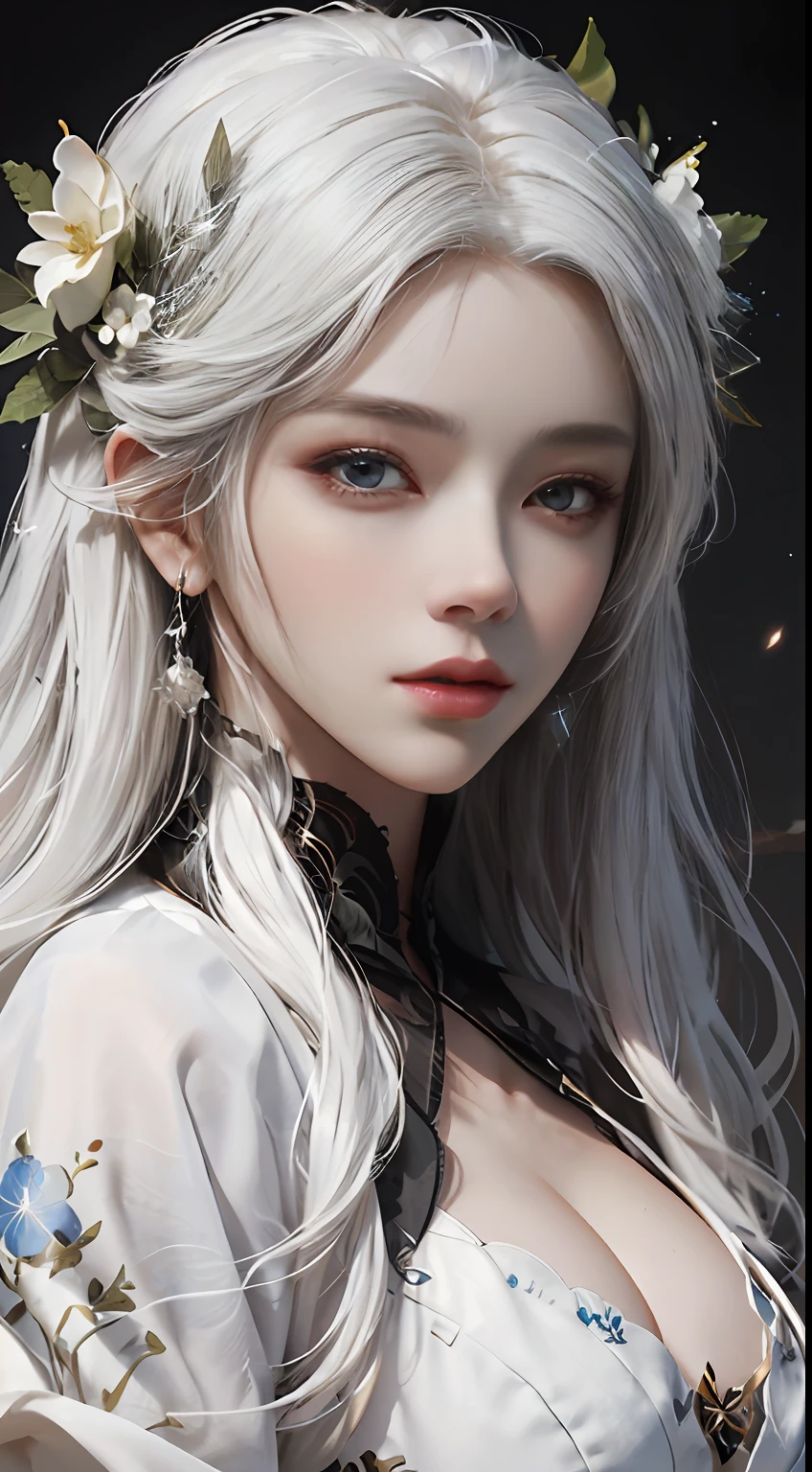 a close up of a woman with white hair and a white mask, beautiful character painting, guweiz, artwork in the style of guweiz, white haired deity, by Yang J, epic exquisite character art, stunning character art, by Fan Qi, by Wuzhun Shifan, guweiz on pixiv artstation