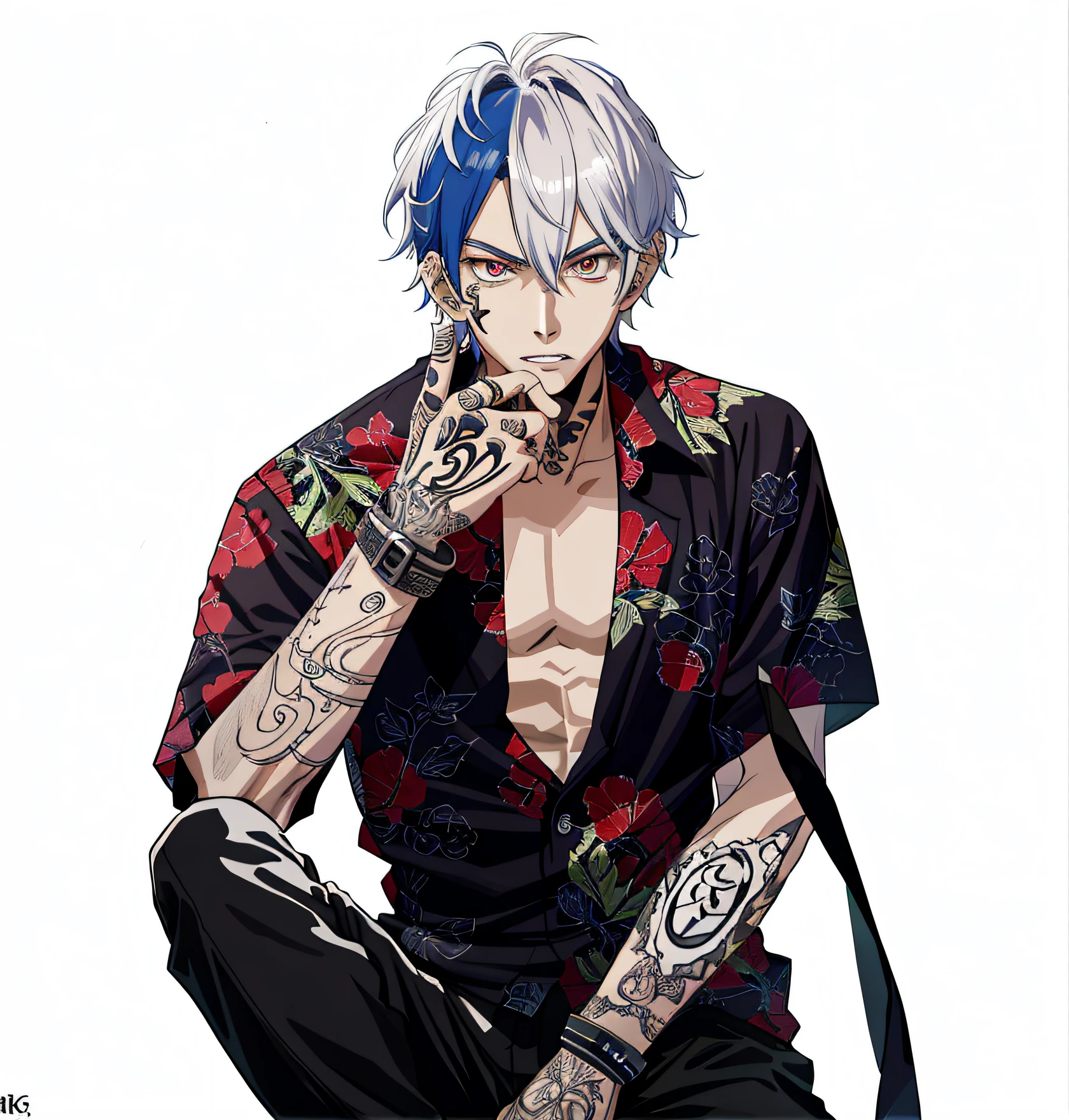 Anime people with tattoos on their arms, trigger anime artstyle, handsome guy in demon killer art, Handsome anime pose, highly detailed exquisite fanart, xqc, Key anime art, Badass anime 8 K, high quality portrait, official character art, High-quality fanart, offcial art, Best anime 4k konachan wallpaper, key anime visuals