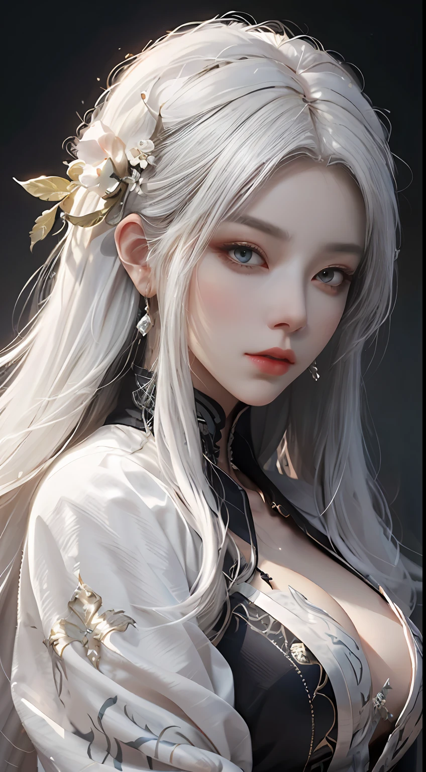 a close up of a woman with white hair and a white mask, beautiful character painting, guweiz, artwork in the style of guweiz, white haired deity, by Yang J, epic exquisite character art, stunning character art, by Fan Qi, by Wuzhun Shifan, guweiz on pixiv artstation