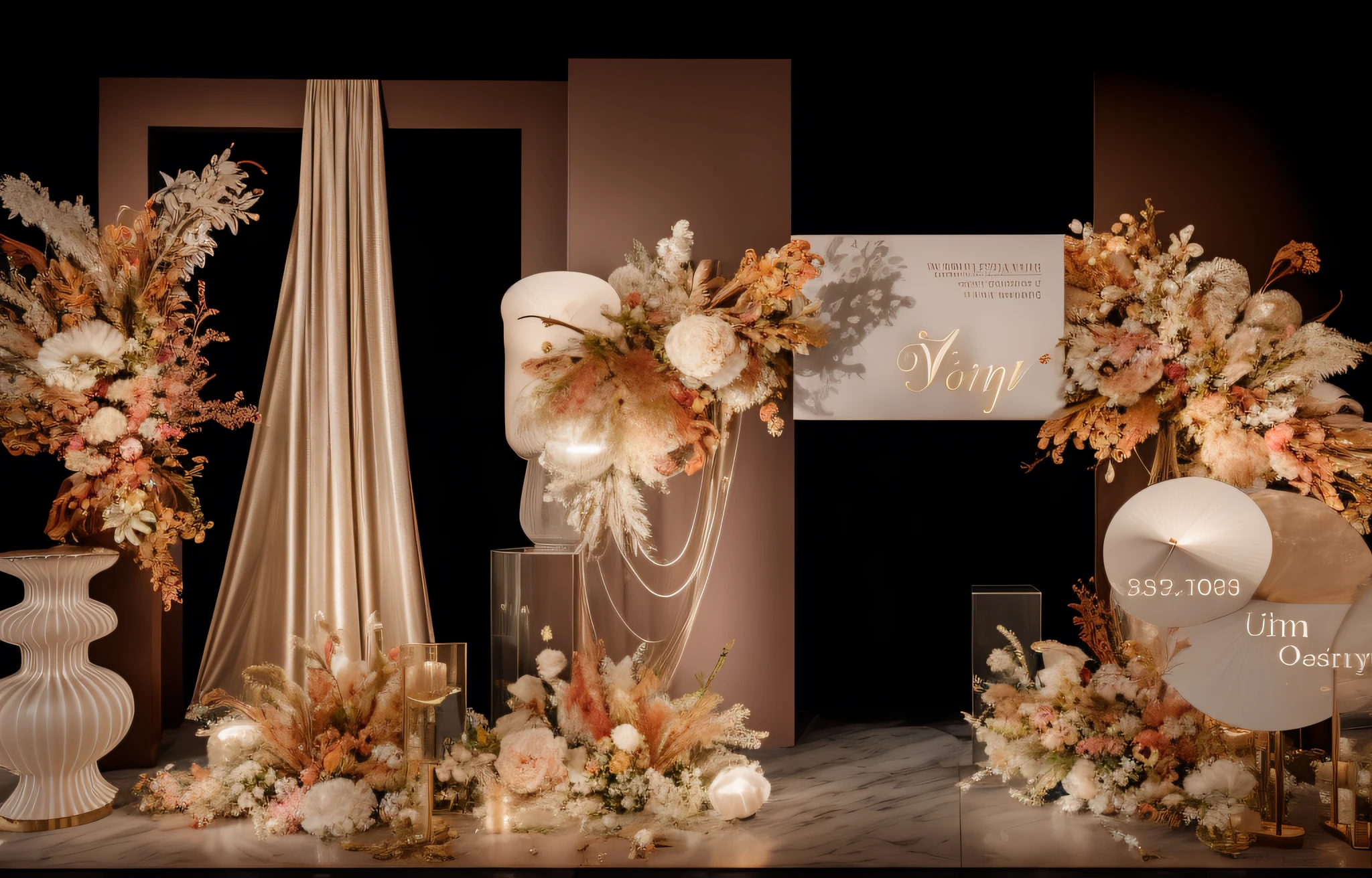 8K level quality，Ultra-clear，Golden，opulent，lamp lights，Wedding renderings，Interior design，3Drenderingof，hyper HD，Lots of small flowers，exquisite lighting and shadows，Detail portrayal，ultraclear，depth of fields， paying homage，Interior design， Ultra photo realsisim， RAW photogr， Sharp focus， Lots of colorful flowers，Wedding banquet hall，Wedding design，tmasterpiece， 8K， tmasterpiece，Ultra photo realsisim，32K，Very detailed CG unity 8K wallpaper，best qualtiy，exquisite lighting and shadows，Detail portrayal，Welcome area，