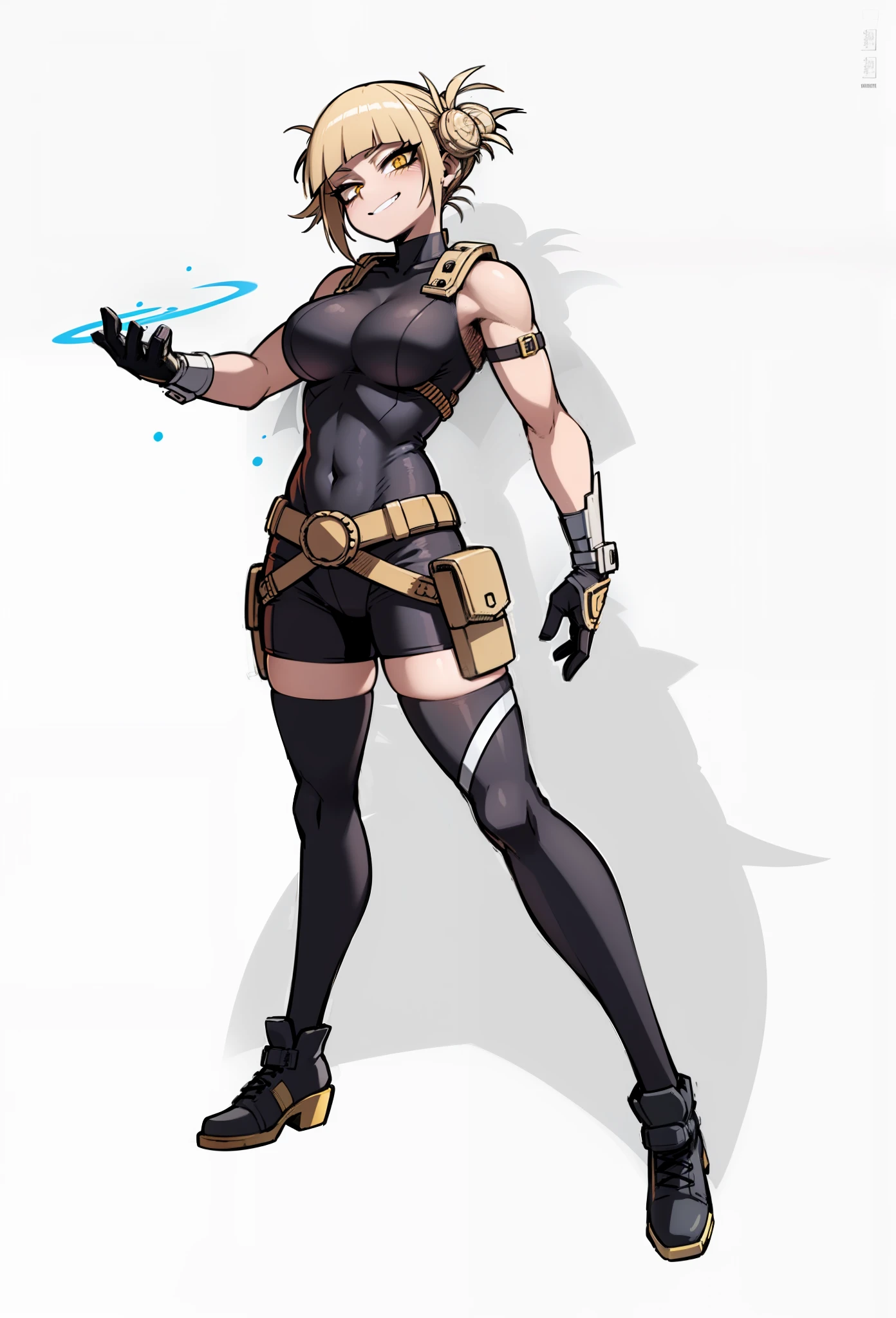 My Hero Academia Style, Wide Hips, Wide Thighs, large breast, Full Body, Masterpiece, Best Quality, 1Girl, Loose Hairstyle, Detailed Face, Himiko Toga, Yellow Eyes, Light From Behind, Super Detailed, Mask, Happy, Outfit Ninja, Bat Girl, Perfect Anatomy, Sitting On, (High Details), A Side Leakage Ninja Costume, Bat Themed Hero Outfit.