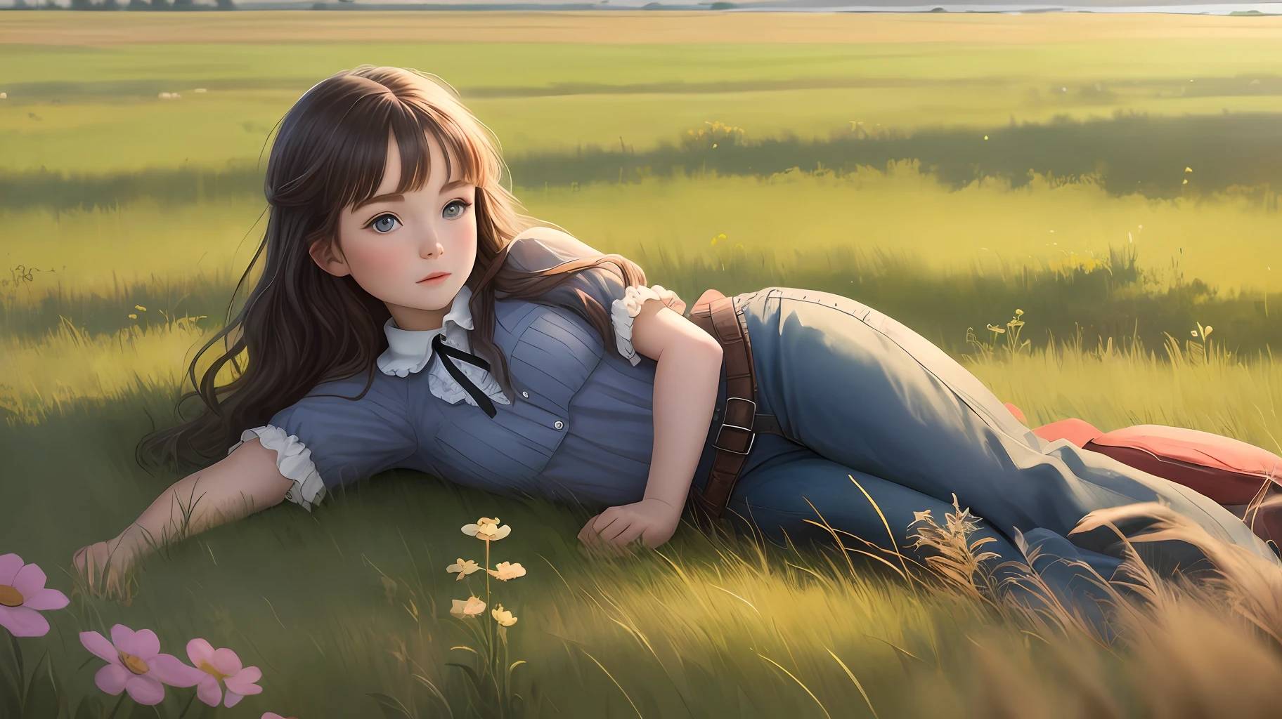 Amelia lay on the prairie