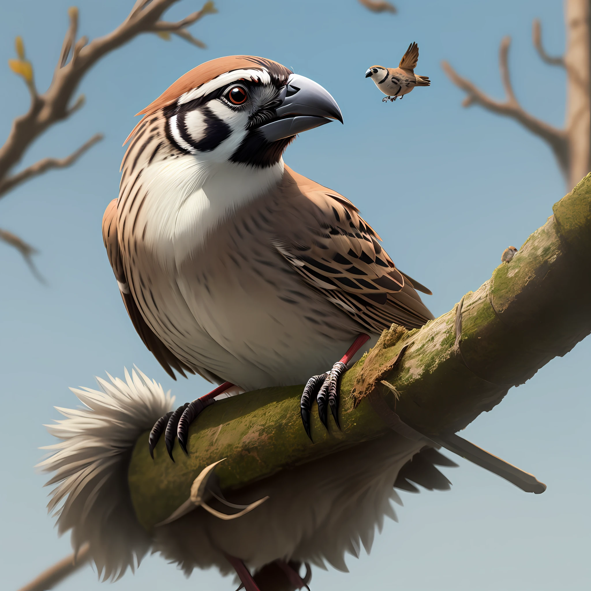 A sparrow with a dog's head