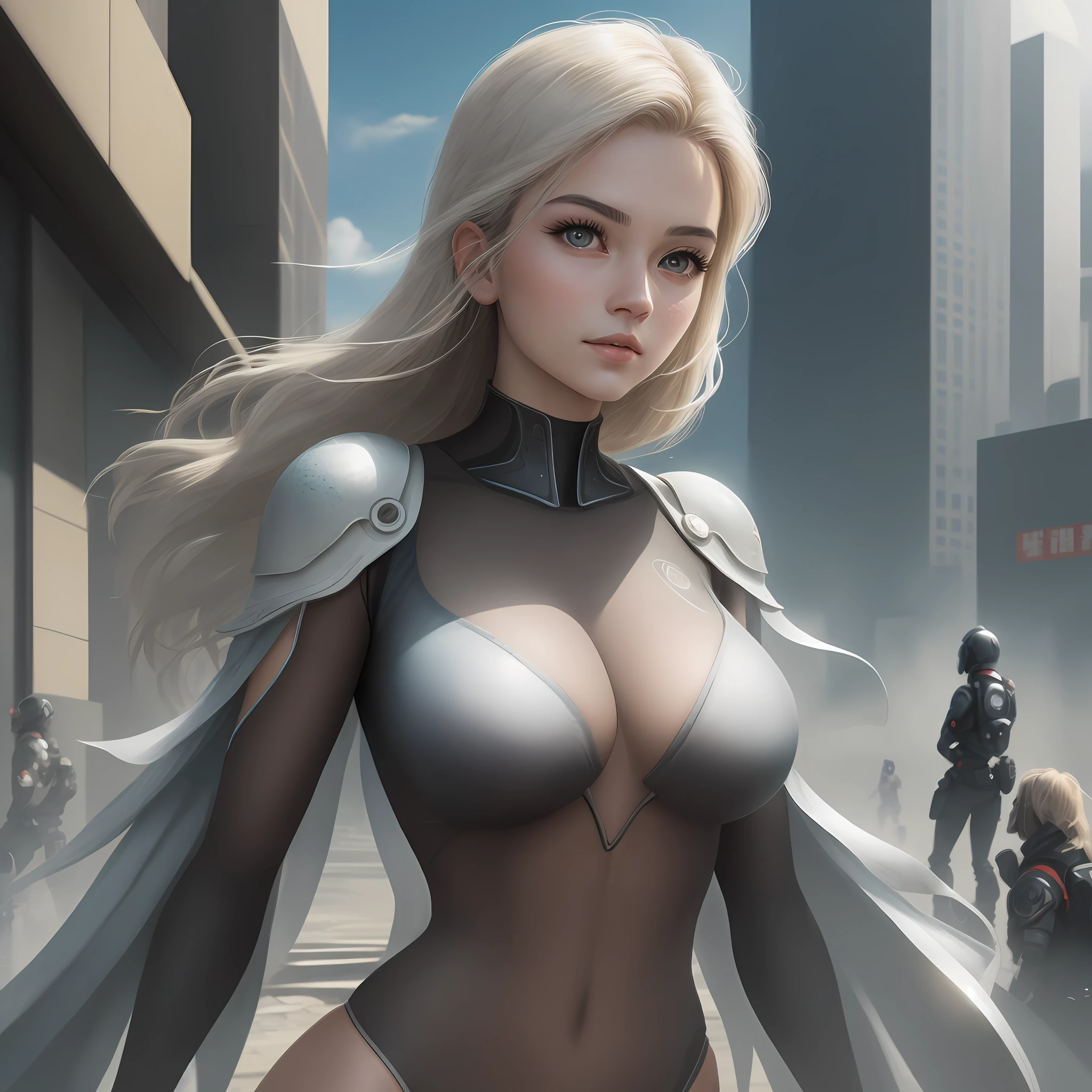 （1girl：1.3）， 独奏， （（（very vey very detailed face））），（（very detailed eyes and faces））），beatiful detailed eyes，Body parts__，offcial art，Unified 8k wallpaper，ultra-detailliert，Beautiful and beautiful，big breasts beautiful，tmasterpiece，best qualtiy，primitive，tmasterpiece，ultra fine photos，best qualtiy，超高分辨率，photorealistic realism，rays of sunshine，full-body portraits，stunningly beautiful，，dynamicposes，delicated face，vibrant eyes，（from the front side）， She wears no clothes with naked makeup，Convexity and concave to the figure，Proud heart，Very detailed city roof background， Roof，looking over city，详细的脸，detailed complex busy background，untidy，opulent，milkyW，highly detailedskin，Realistic details of skin，Visible pores，Clear focus，volume fog，8k uhd，digital SLR camera，high qulity，filmgrain，White skin of the，photo-realism，lomography，A huge metropolis of the dystopia of the future， semi transparent
