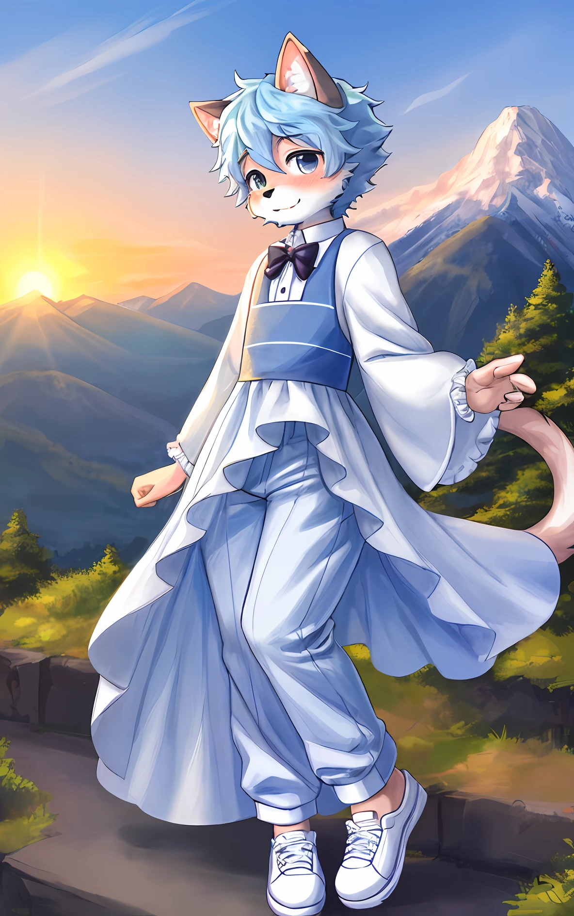 niji, (1boy:1.4), (jw3), cat boy, (furry:1.5),(cub), ultra cute face,light blue fur, body fur, (thick thighs:0.5), (full body:1.1), perfect lighting, (masterpiece), (ultra detailed), eyesgod, blush,White clothes,looking at viewer, solo,pants, tail, long dress,outdoors,shoes,Mountain top,BREAK,aoeu,aoeu,aoeu,aoeu,aoeu,aoeu,aoeu,aoeu,aoeu,aoeu,aoeu,aoeu,aoeu,aoeu,aoeu,aoeu,aoeu,aoeu,aoeu,aoeu,aoeu,aoeu,aoeu,aoeu,aoeu