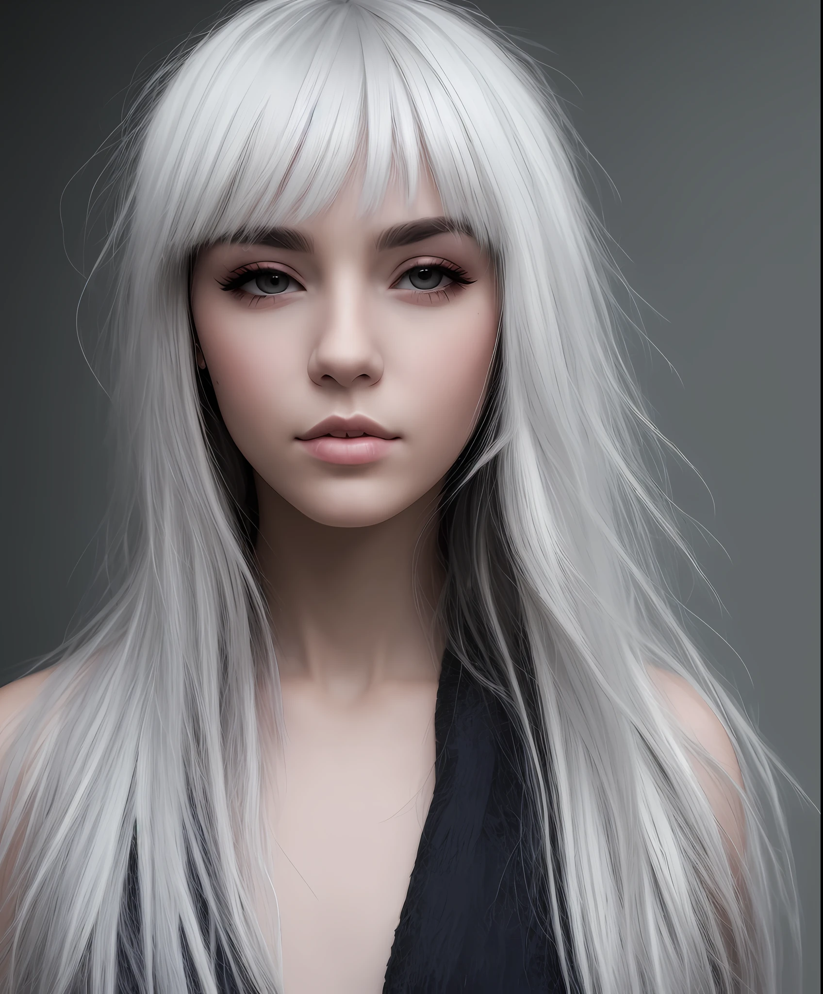 White hair, girly white eyes